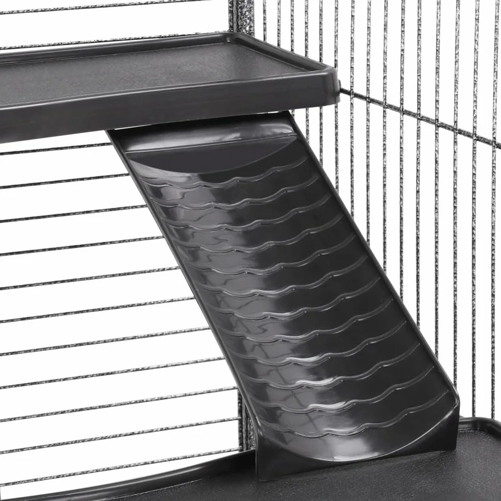 Yaheetech Gabbia per Coniglio Nano da Interno Esterno a 5 Ripiani Animali Domestici Grande in Metallo con 4 Rotelle Orientabili 64 x 43 x 131 cm Nera