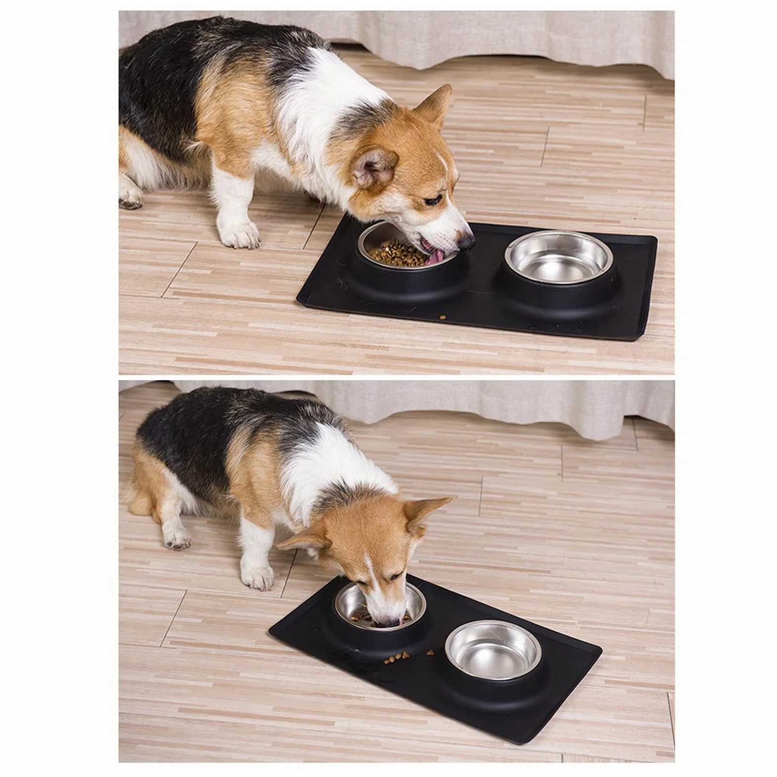 Confezione da 2 ciotole pieghevoli per cani, ciotole pieghevoli per animali domestici, in silicone grigio, antiscivolo, pieghevoli, per cani e gatti di piccola e media taglia, per viaggi, escursioni e