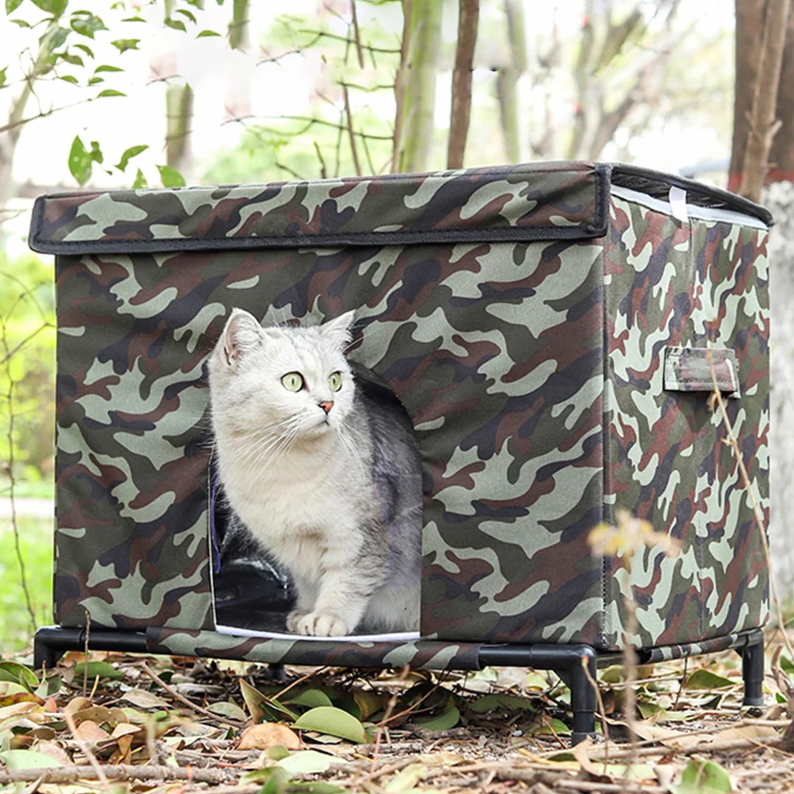 Case Per Gatti Da Esterno Tenda Isolata E Calda | Casa Esterna per Gatti con Base Sollevata e Finestra Trasparente per Inverno Adatto Per Cane Gallina Coniglio Inverno Clima