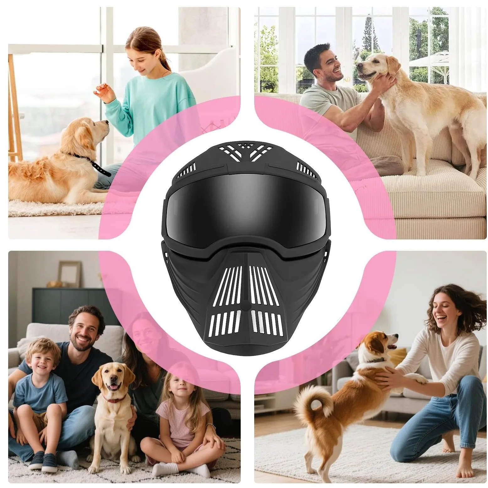 Occhiali per cani di taglia media con protezione per la bocca | Protezione UV, regolabile, antivento, per animali domestici, per cani di taglia media e grande, per escursioni