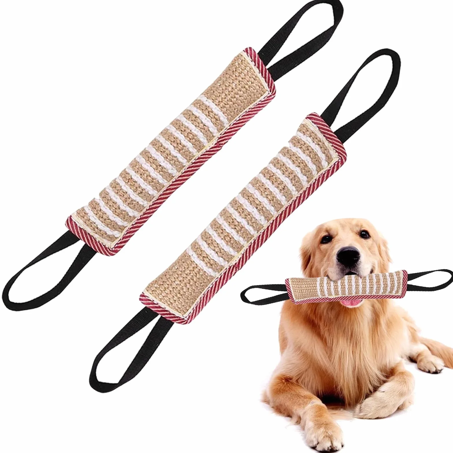 Giocattolo per Cani in Iuta 30 cm con due Maniglie, Manicotto per Rimorchiatore per Addestramento e Gioco