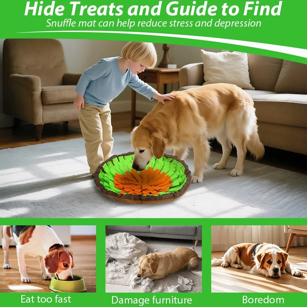 Tappeto Olfattivo Cane, 48 cm Tappetino antiscivolo per animali domestici con coulisse per appenderlo,tappetino per sniffare cibo,per l'allenamento Olfattivo lo Slow Food Sollievo Dallo Stress