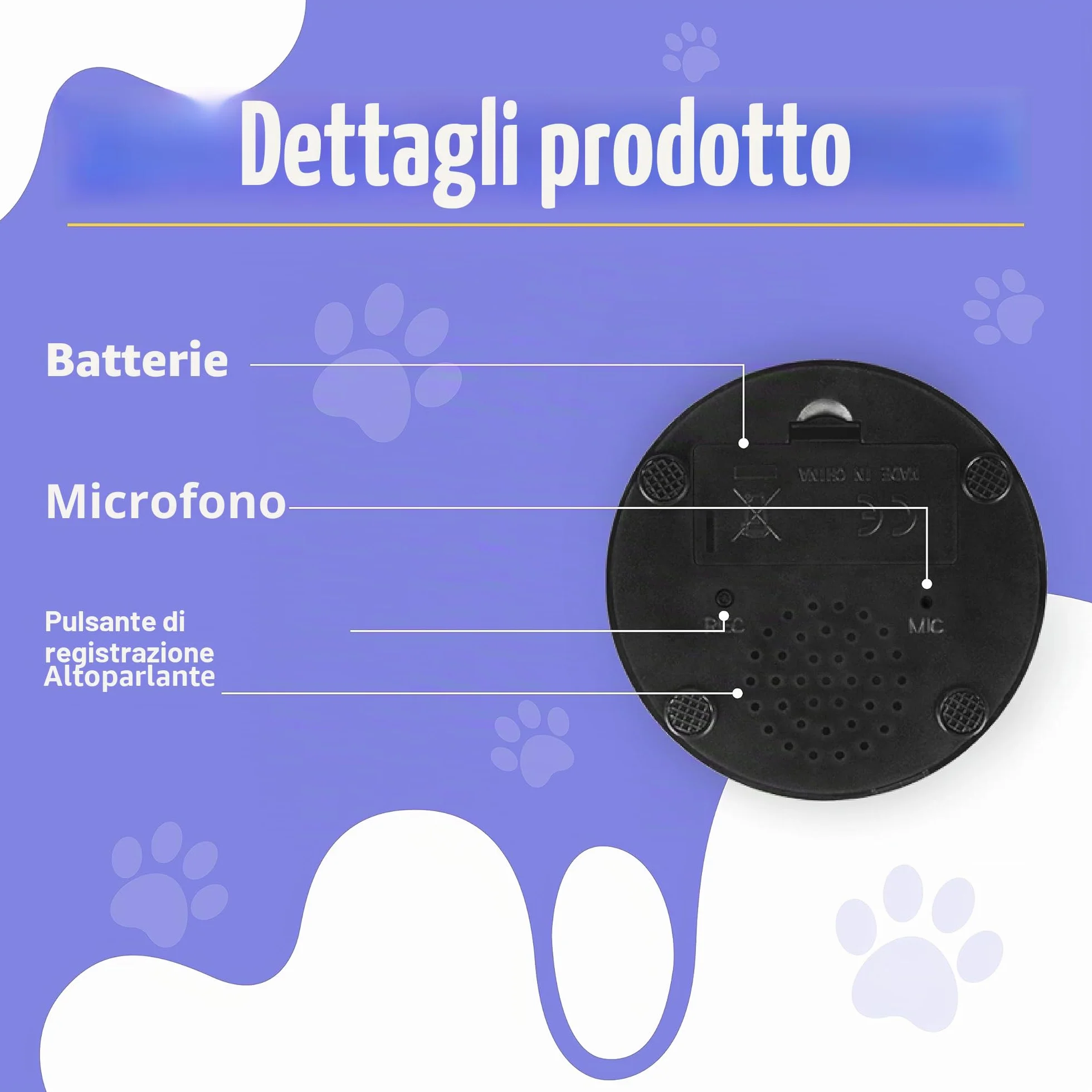 SUHSAI cicalini registrabili per Animali Domestici Buzzer per Cane con Funzione di Registrazione di 30secondi Strumento di Comunicazione per Animali Pulsante per Cani e Gatti-Confezione da 4