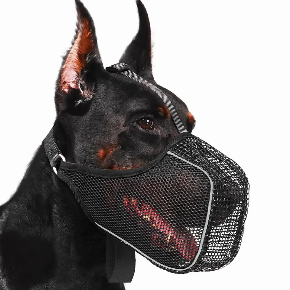 Museruola Cane Taglia Media Antiabbaio Comoda E Traspirante Per Passeggiate E Visite Veterinarie (Nero, L)