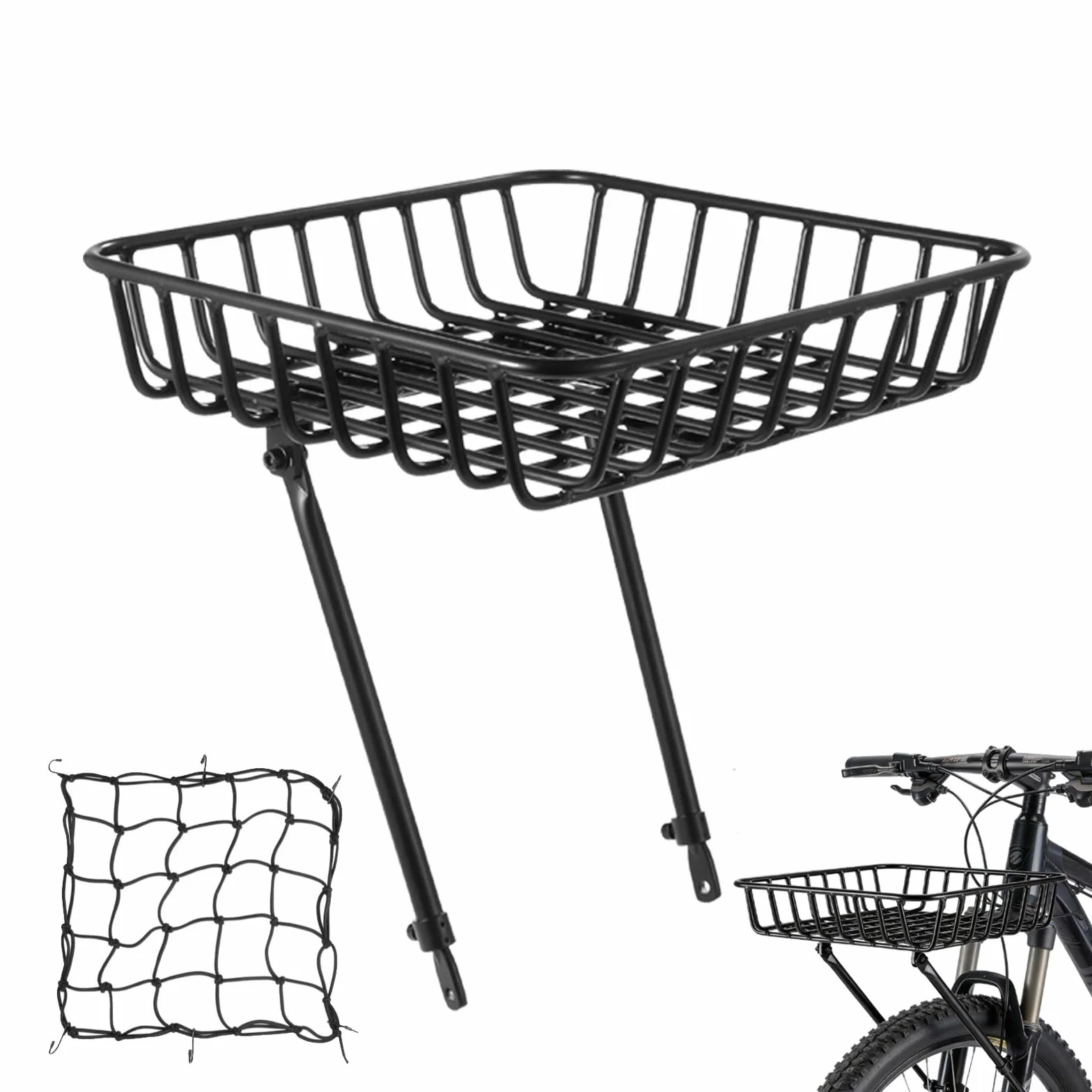 Portapacchi anteriore per bicicletta, capacità 10 kg, cestino per bicicletta con portabici anteriore, ampio cestino anteriore per bicicletta, lega di alluminio; per biciclette da 26-29 pollici