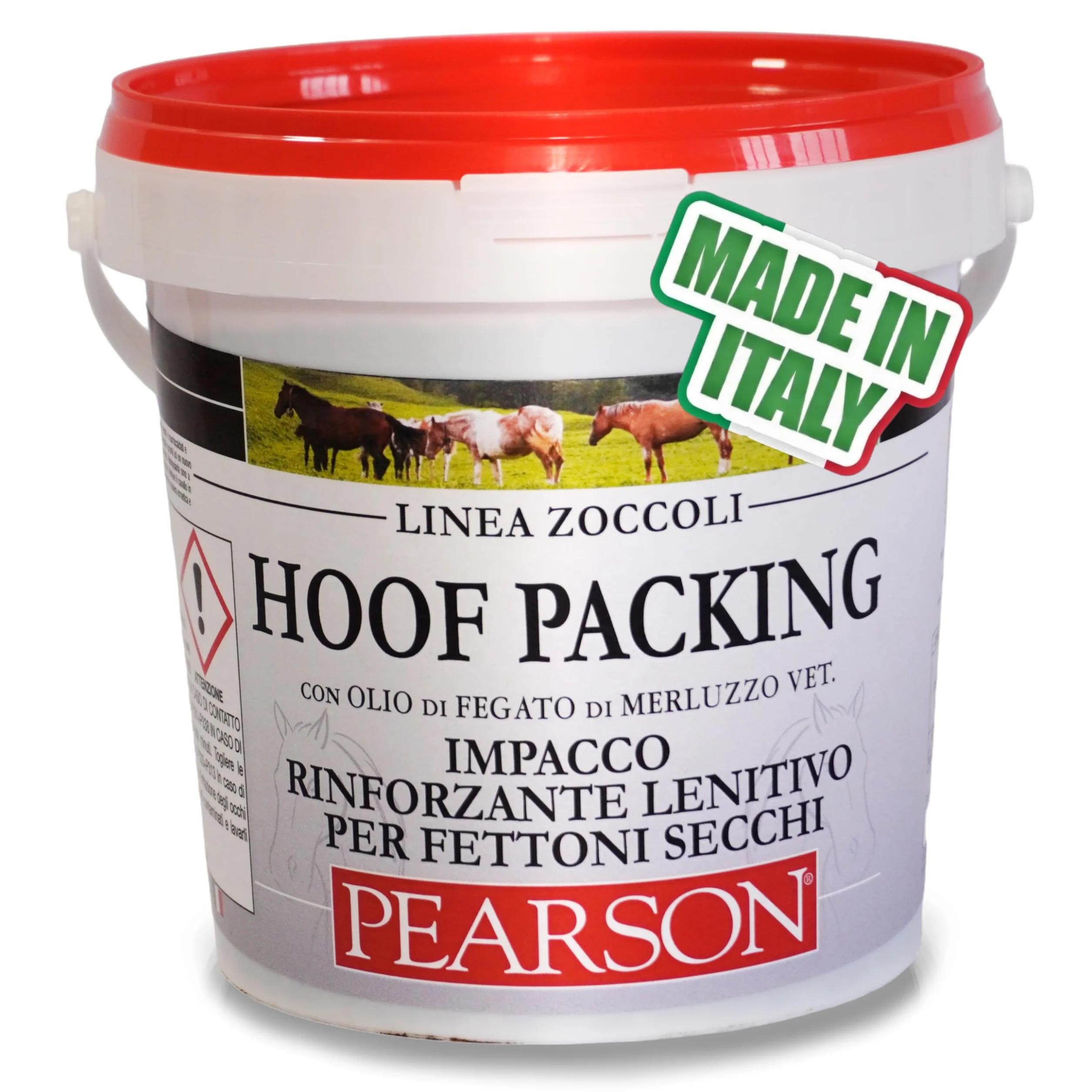 Grasso Zoccoli Cavallo HOOF Packing Nero Pearson 1 kg, Balsamo Cavallo Lenitivo Rinforzante per Fettoni Secchi e Affaticati, Terreni Duri e Ferratura, con Erba Medica e Catrame Vegetale Naturale.