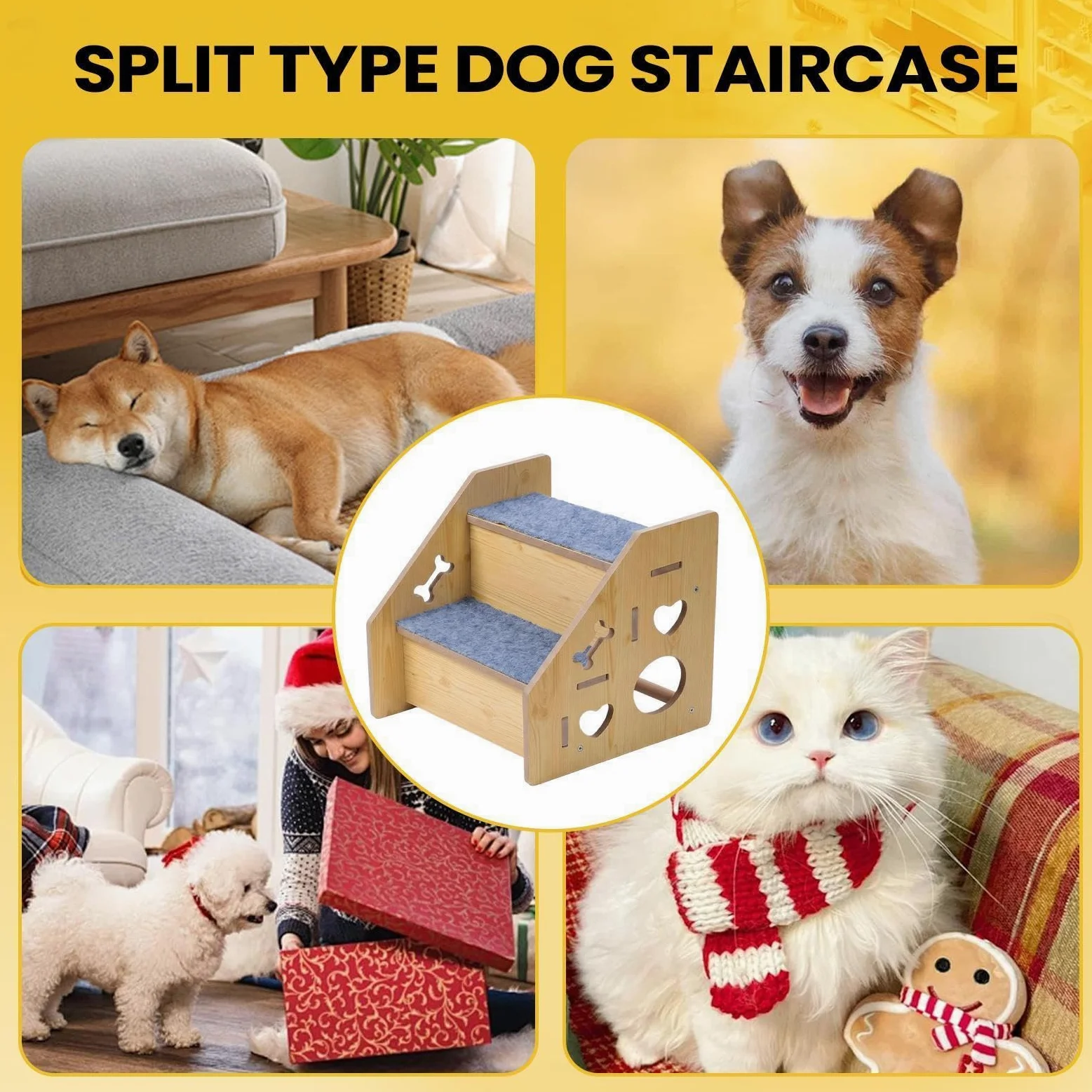 Scale da cani di piccola taglia Scaletta Antiscivolo | rampa per cani per , Divano, Fianco , Viaggio in Auto, Gatto, Cucciolo, Animale Anziano, Arrampicata