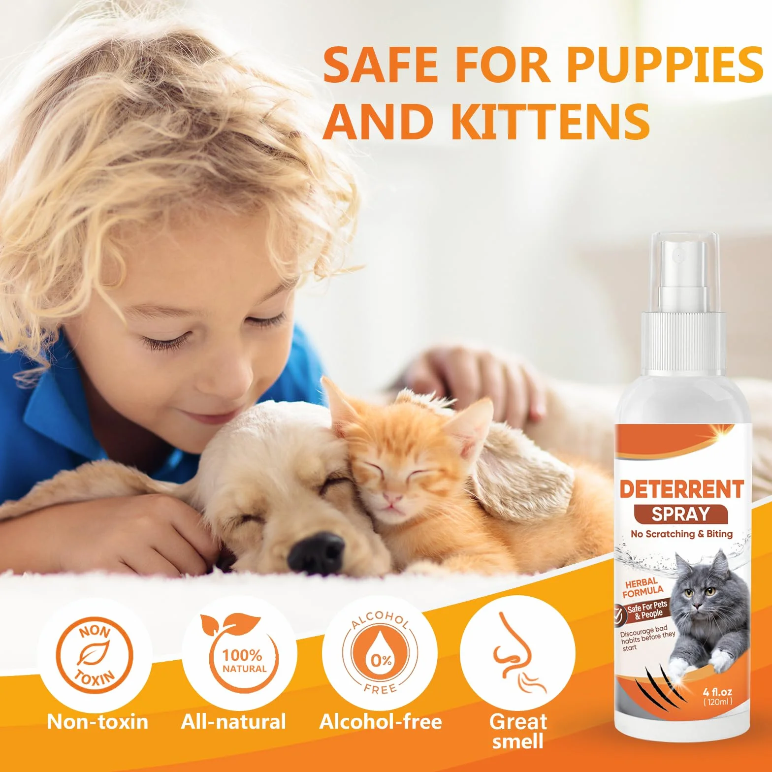 Repellente per Gatti, Repellente Gatti e Spray AntiGraffio per Gatti Divano,Dissuasore per Gatti&Cani per la Protezione del Divano del Pavimento dei Mobili-120 ML
