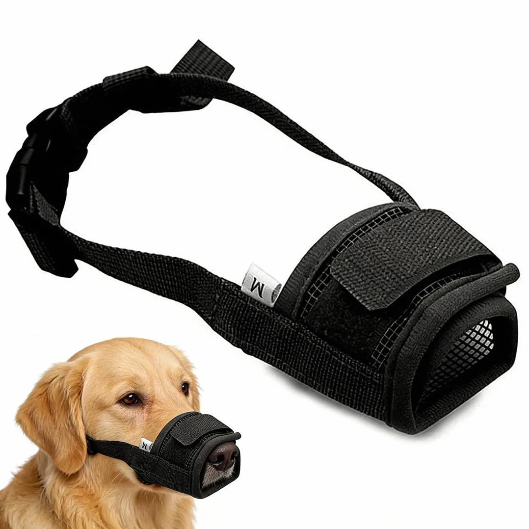 1 Pezzi Museruola Per Cane, Museruole Morbido Rete Traspirante Museruola Per Animali Domestici Con Anello Regolabile Bevibile Antiabbaio Museruole Cane Può Respirare (Nero)