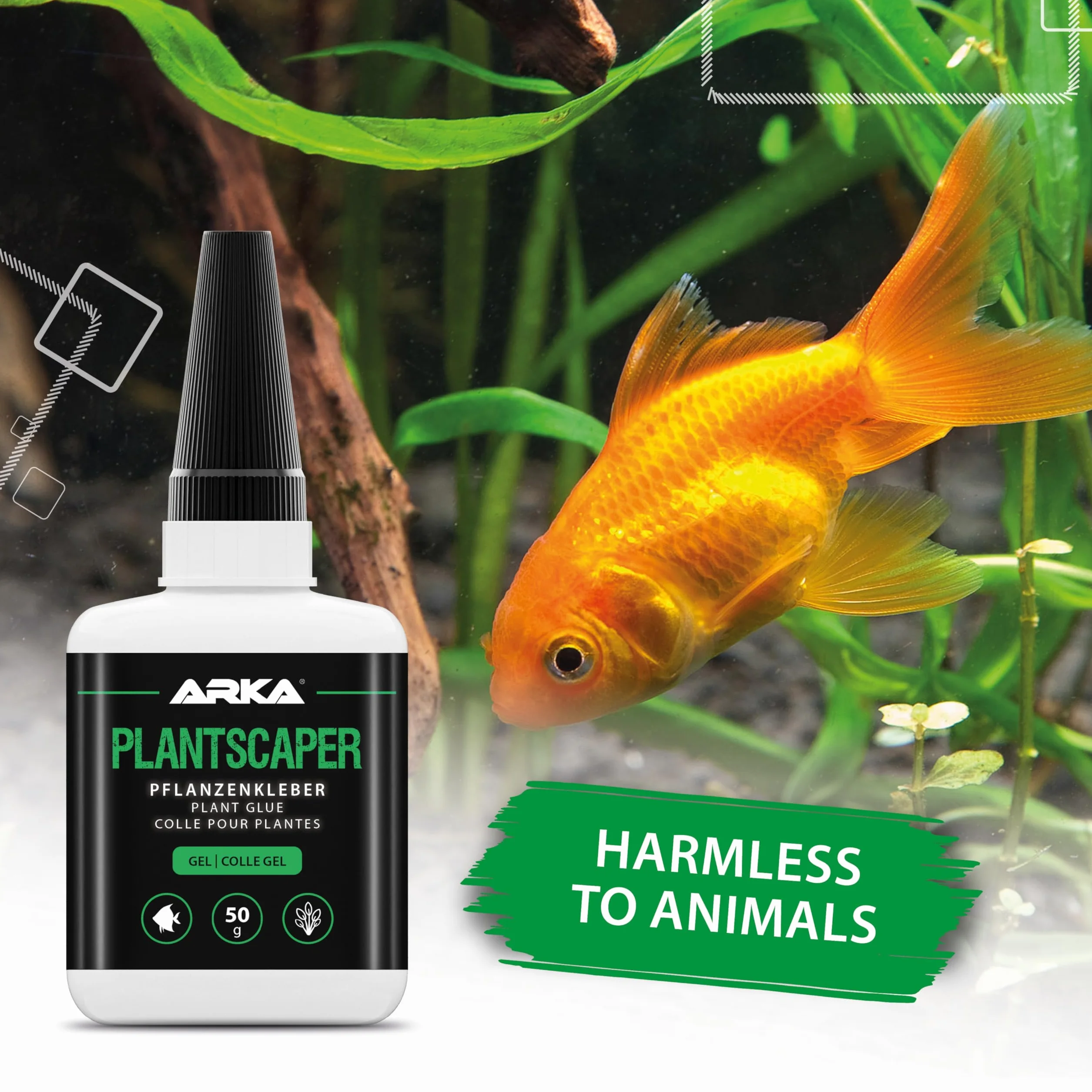 Colla piante acquario 50 g gel – ARKA Plantscaper – per muschi, radici, rocce e decorazioni – non cola, aderisce subito – sicura per gamberetti e piante – per aquascaping dolce – uso professionale