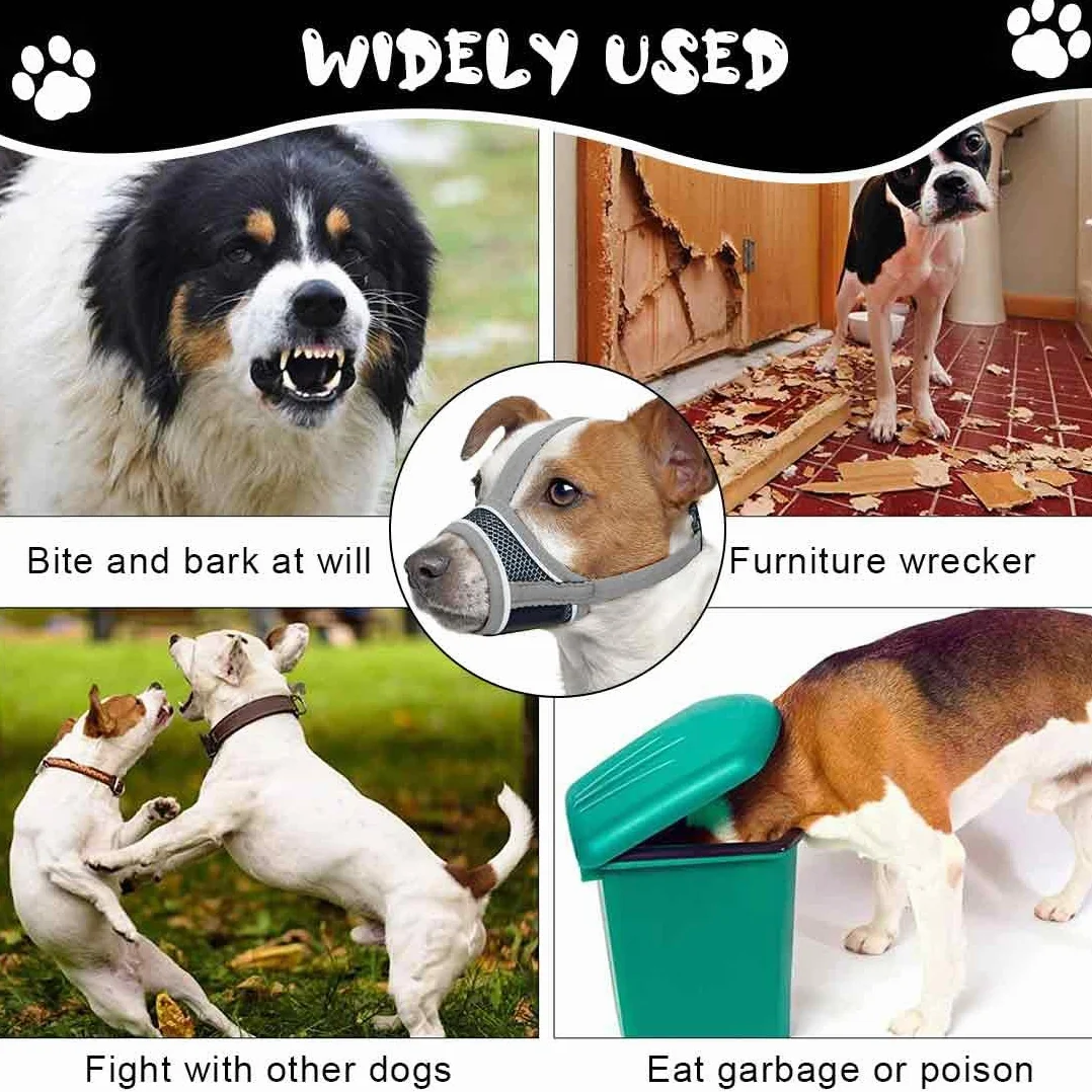 Museruola Cane, Museruola Addestramento per Cani a Maschera, Museruola Traspirante Cani Regolabile con Cinghie, Copertura per Cani di Piccola Media Taglia, S