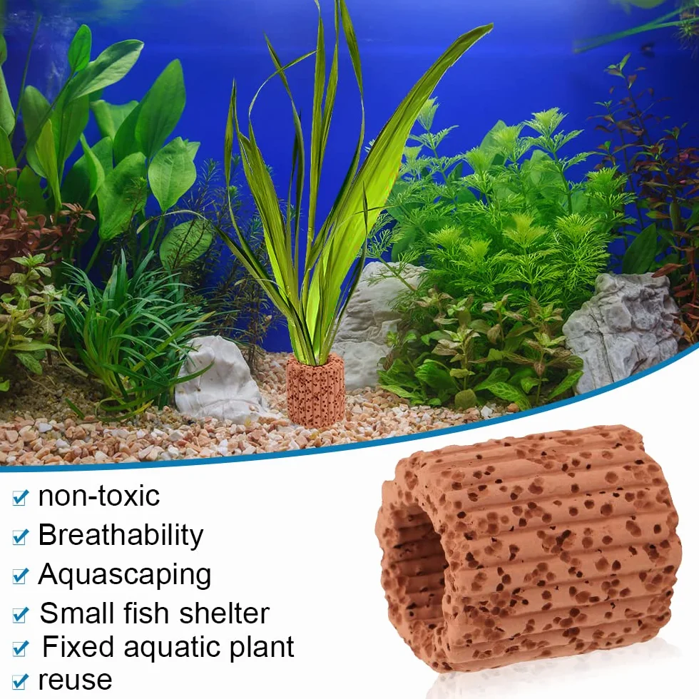 25 anelli fissi per piante acquatiche per acquario, anello fisso in ceramica per piante acquatiche per acquario, paesaggio, supporto in ceramica per acquario, anello di gravità, decorazione