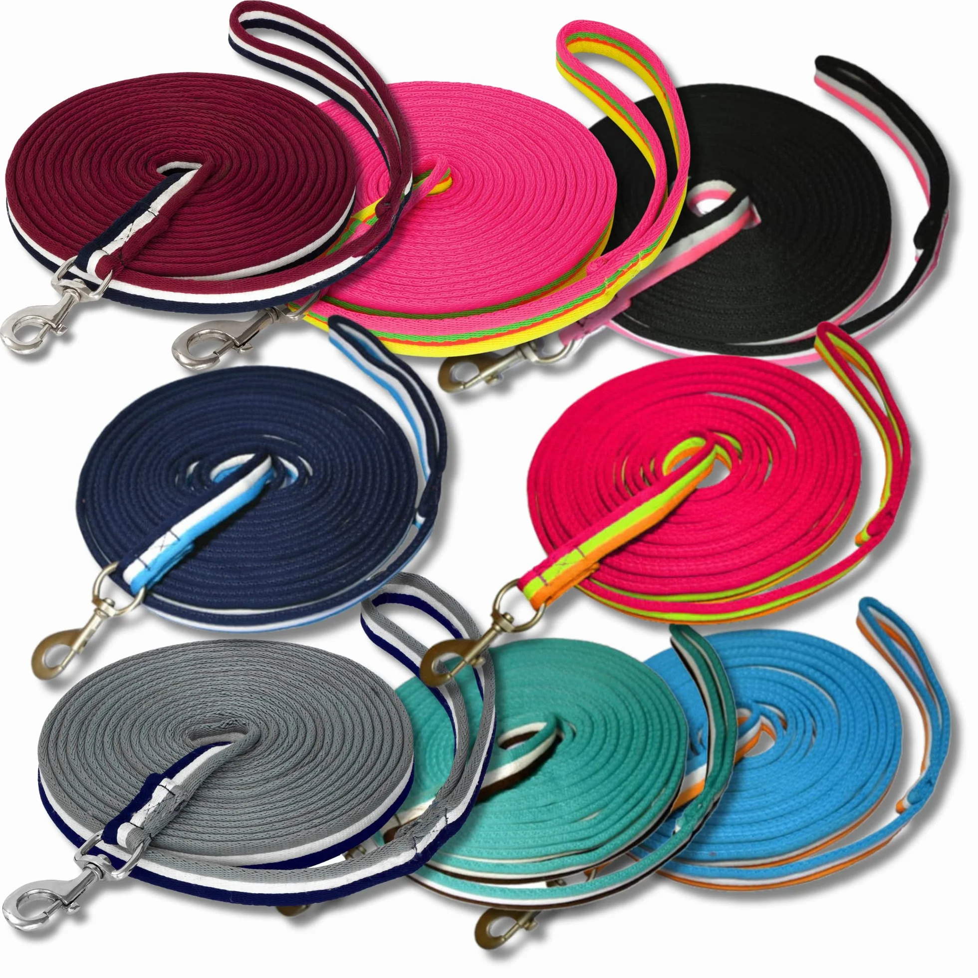 Start Guinzaglio Equitazione - Guinzaglio Cavallo 8m in Nylon - Softlonge con Cinturino da Polso & Moschettone - Guinzaglio Antiscivolo per Cavallo (Petrolio/Bianco/Blu Scuro)