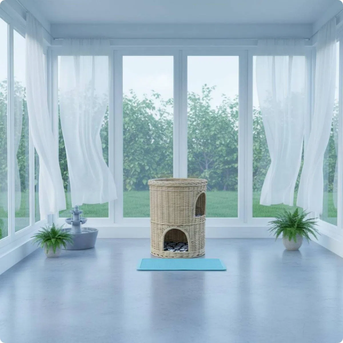 Cuccia per Gatti Doppio Strato Casa per Gatto Letto Rifugio Grotta Ventilato Comfort per Estate Superiore di Inferiore, Marrone Scuro, size to 6