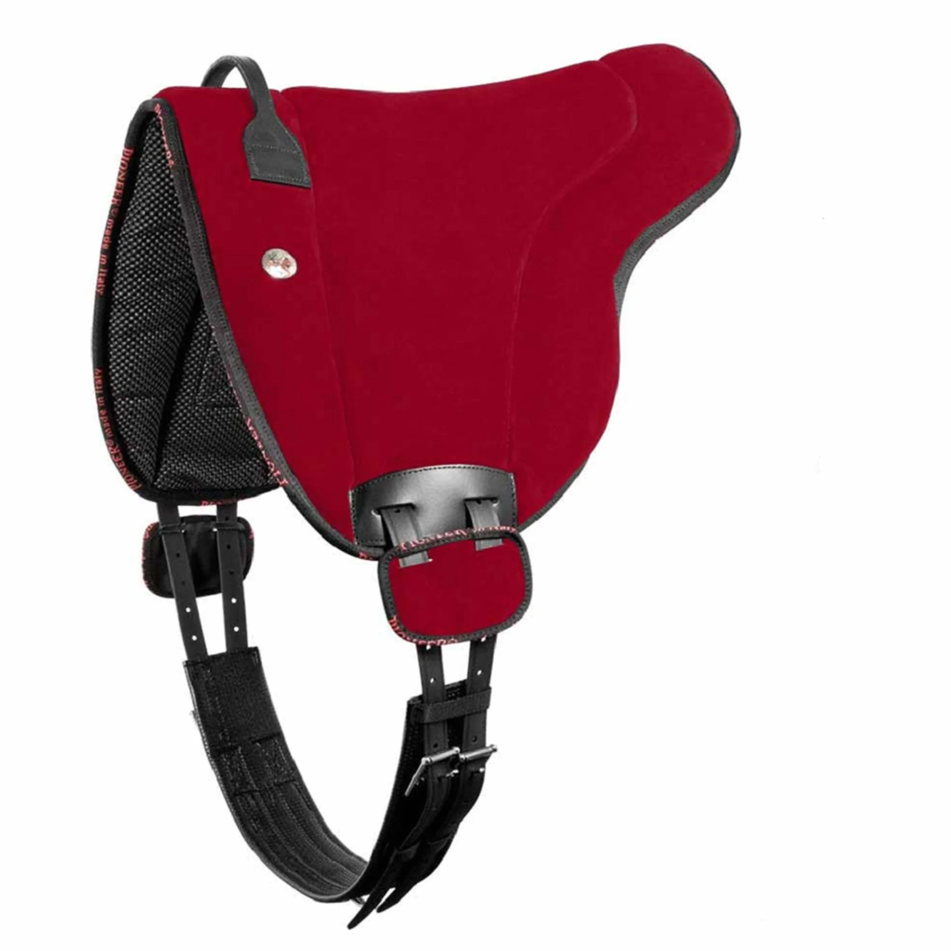 Brama West Pioneer - Bareback per equitazione, in pelle, super morbido, made in Italy, colore: rosso, taglia completa