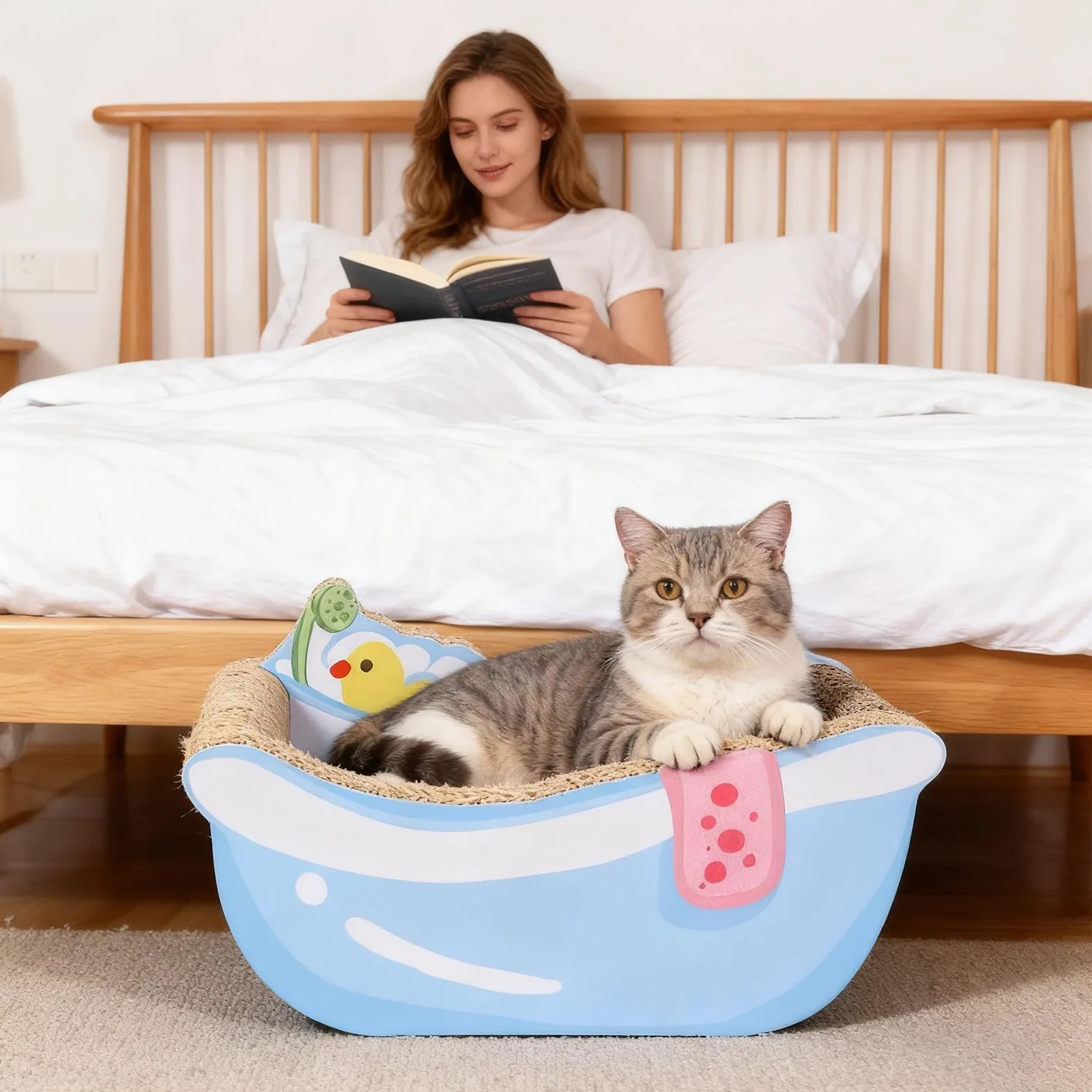 Piccolo Letto per Gatti | Carino con Gratta - Piccolo Letto Cane E Tiragraffi Gatto | per Gattini Cuccioli Cane Animali Domestici Interno Soggiorno Balcone Appartamento