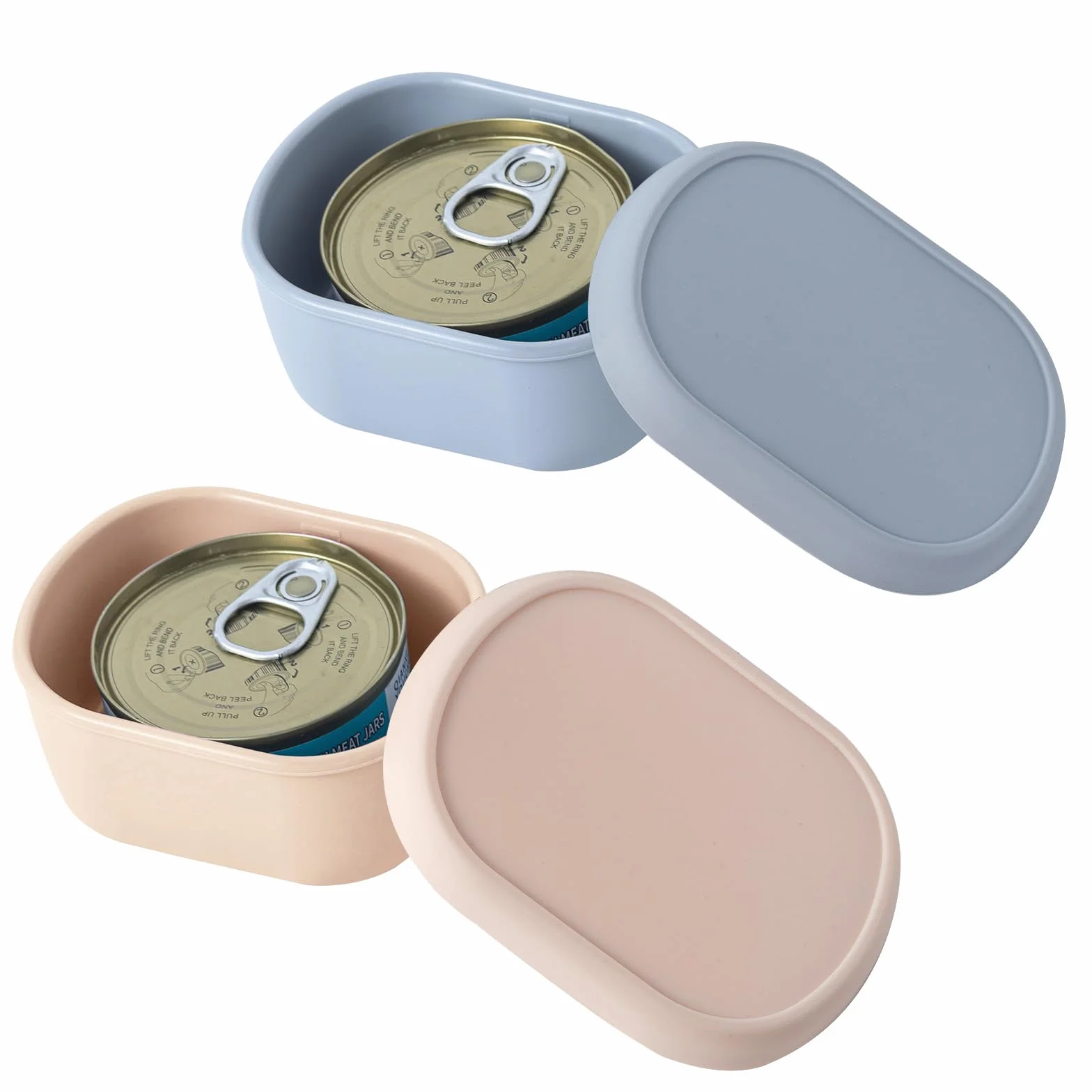 SLSON 2 contenitori per alimenti per gatti, in silicone, per lattine da 70 g a 85 g, 65 mm, coperchio per lattine da 65 mm