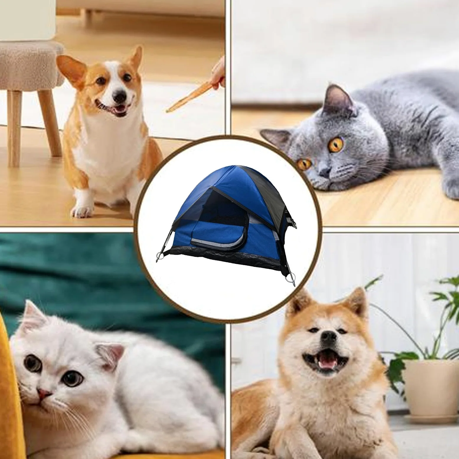 Tenda Da Per Gatti Per Cani E Gatti Piccoli Esterno | Campeggio Animali Domestici Portatile Pieghevole Rete Traspirante Leggero Interno Imballabile Da Viaggio Facile Montaggio
