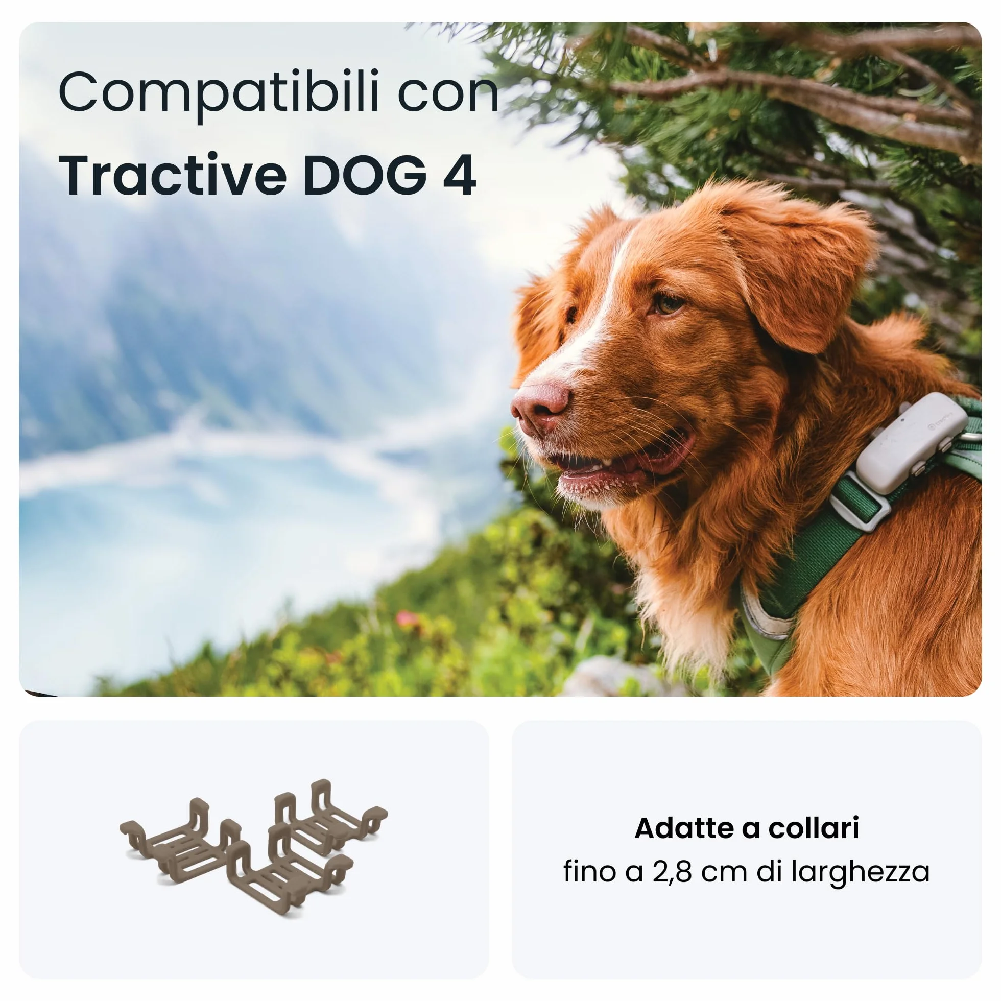 Tractive - Clip di Gomma (x3) per localizzatore GPS Dog (Formato Standard, Marrone)