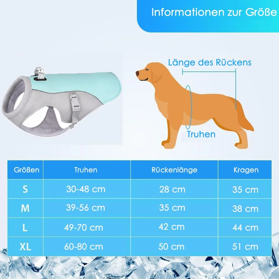 Voarge Gilet Rinfrescante per Cani, Giubbotto Leggero, Giubbotto Riflettente e Sicurezza per Cani di Piccola e Media Taglia, Protezione UV, Taglia S