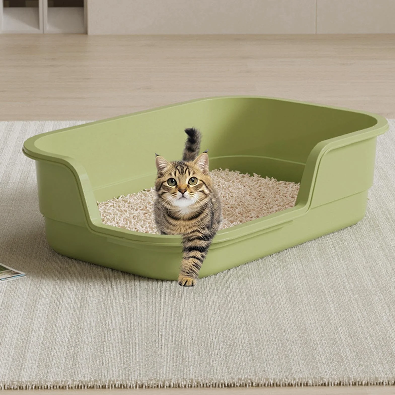 Generico Grande Lettiera Per Gatti - Lettiera Per Gatti Semichiusa Con Bordi Alti, Toilette Per Anziani Con Ingresso Basso, Anti-spruzzo, Per Animali Domestici Interna Facile Da Pulire