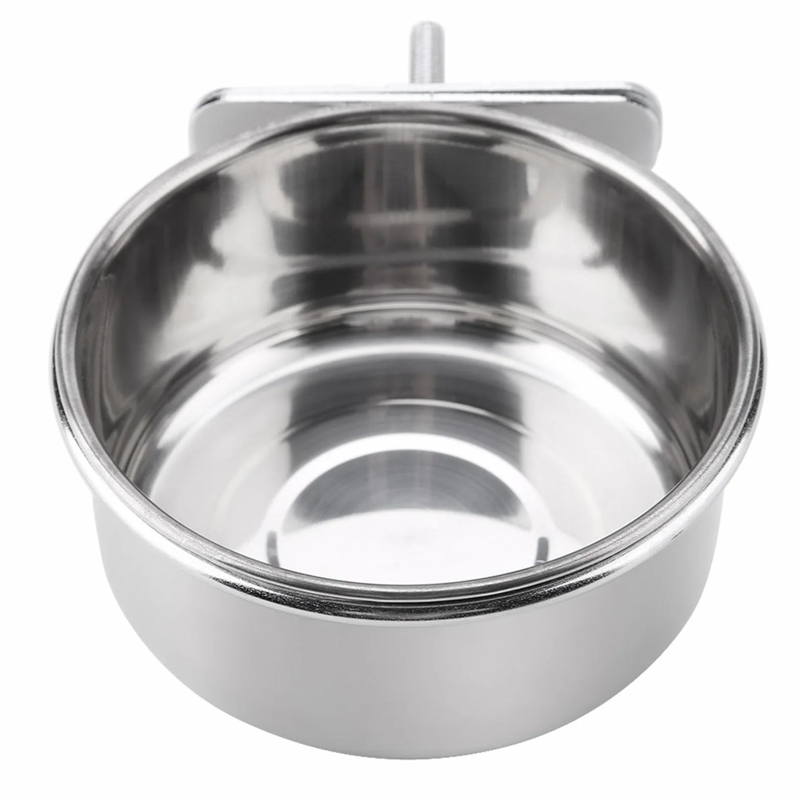 Appendere cibo regolabile acqua cibo ciotola di alimentazione in acciaio inox pappagallo parrocchetto alimentatore gabbia per uccelli accessorio bere tazza(M)