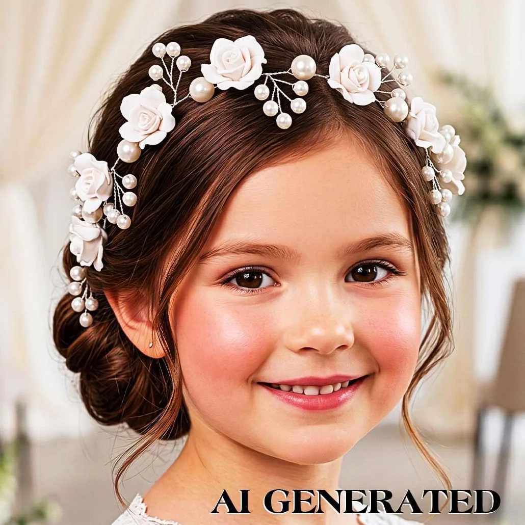 Fascia per capelli con fiore bianco Diadema di perle Accessori per capelli prima comunione Copricapo da sposa per ragazze damigella d'onore
