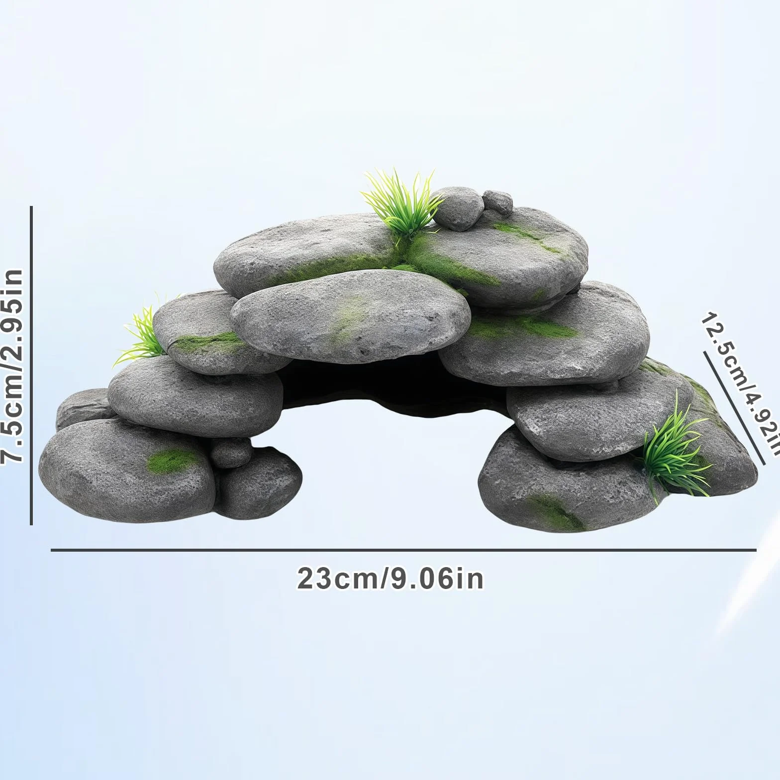 Decorazione per acquario, grotta con erba verde, decorazione per acquario, grande, decorazione per acquario, nascondiglio in resina, per tartarughe, Axolotl, gamberetti, pesci