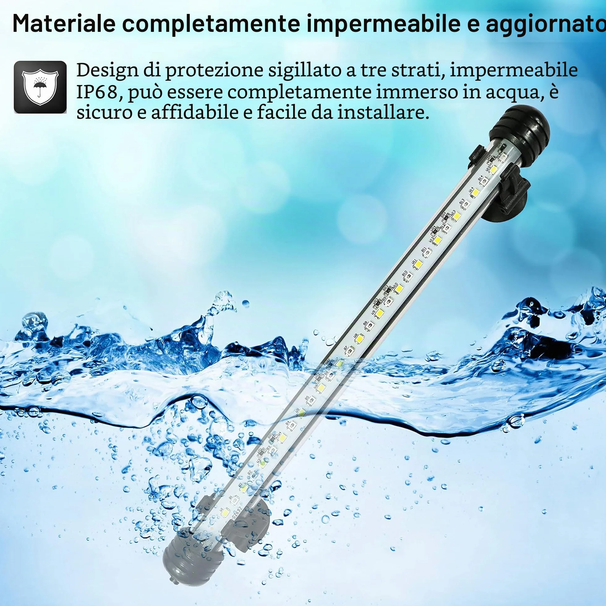 VARMHUS LED Acquario con Timer,Lampada Acquario con 3 modalità di luce dimmebili,10 livelli di luminosità,Luce Acquario Impermeabile,Aquarium Light per Piante Acquatiche (Blu+Bianco 28cm)