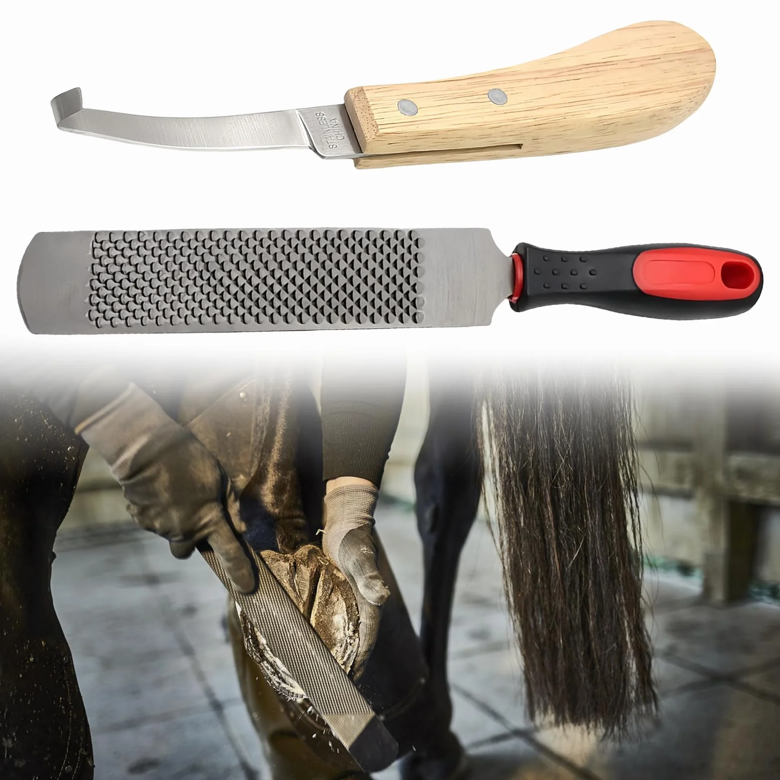 Raspa Per Zoccoli Di Cavallo,8 Pollici 200MM Raspa Per Zoccoli Di Bestiame Con Manico,Coltello Per La Cura Degli Zoccoli,Lima Per Raspa Da Maniscalco,Lima Per Zoccoli Professionale Per Cavalli