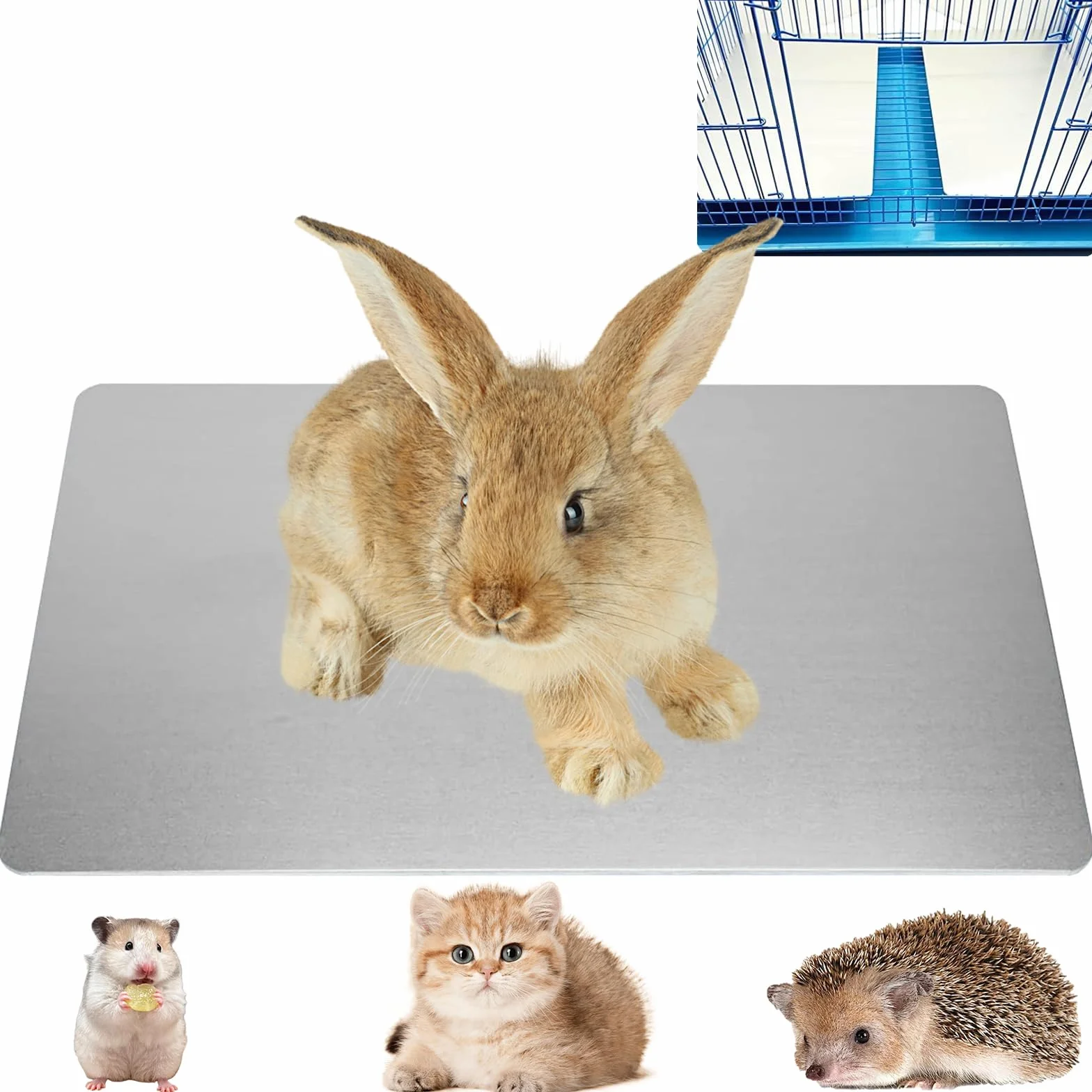 coniglio Cooling Pad, hamster freddo piatto letto di ghiaccio, tappetino di raffreddamento per animali domestici, resistenza al morso lega di alluminio Cool Pads, 12x8 IN