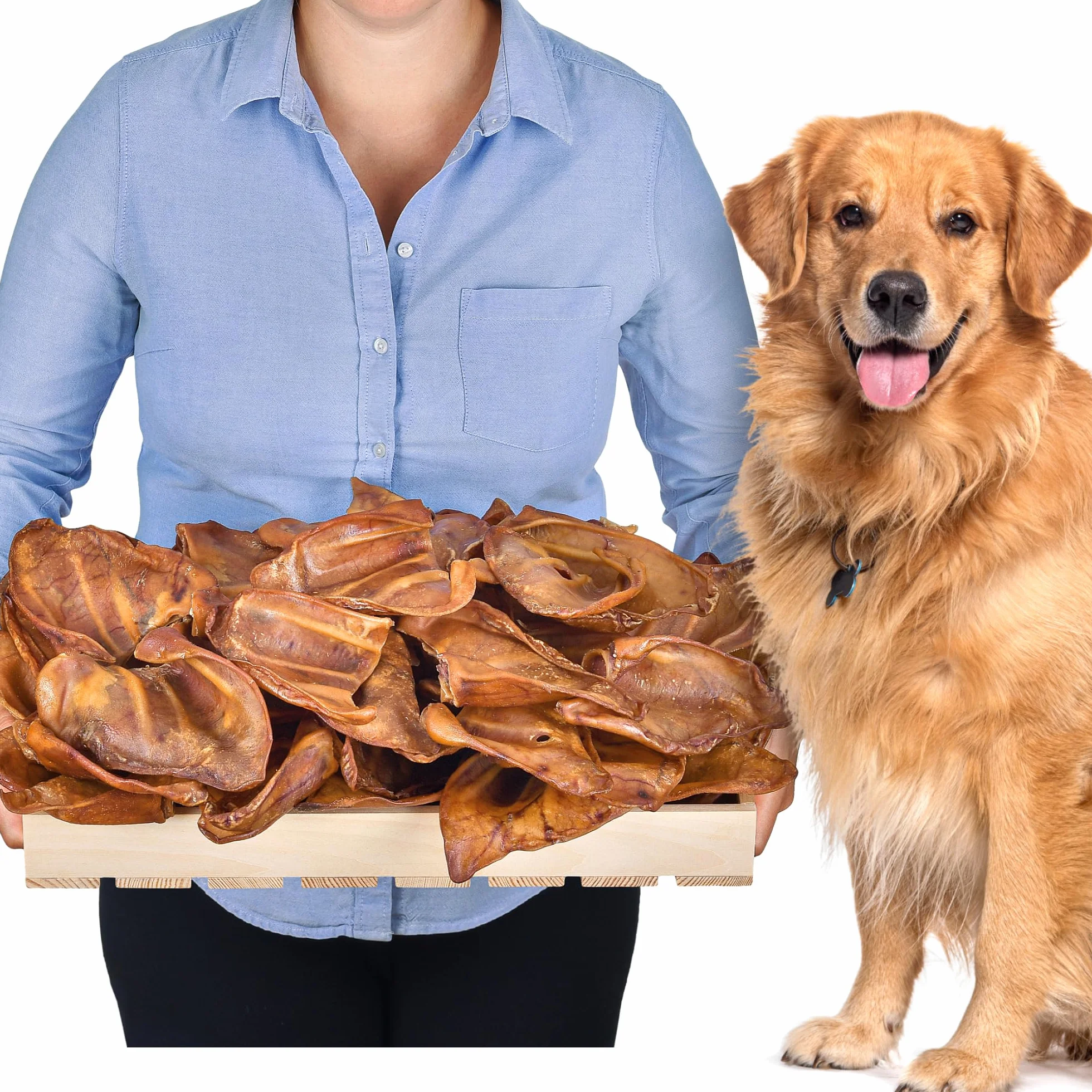 Orecchie di maiale per cani 50 pezzi (2kg) | Snack naturali di orecchie di maiale intere essiccate | 100% naturali | Masticazione duratura | Senza cereali | Ideali per cani piccoli e grandi