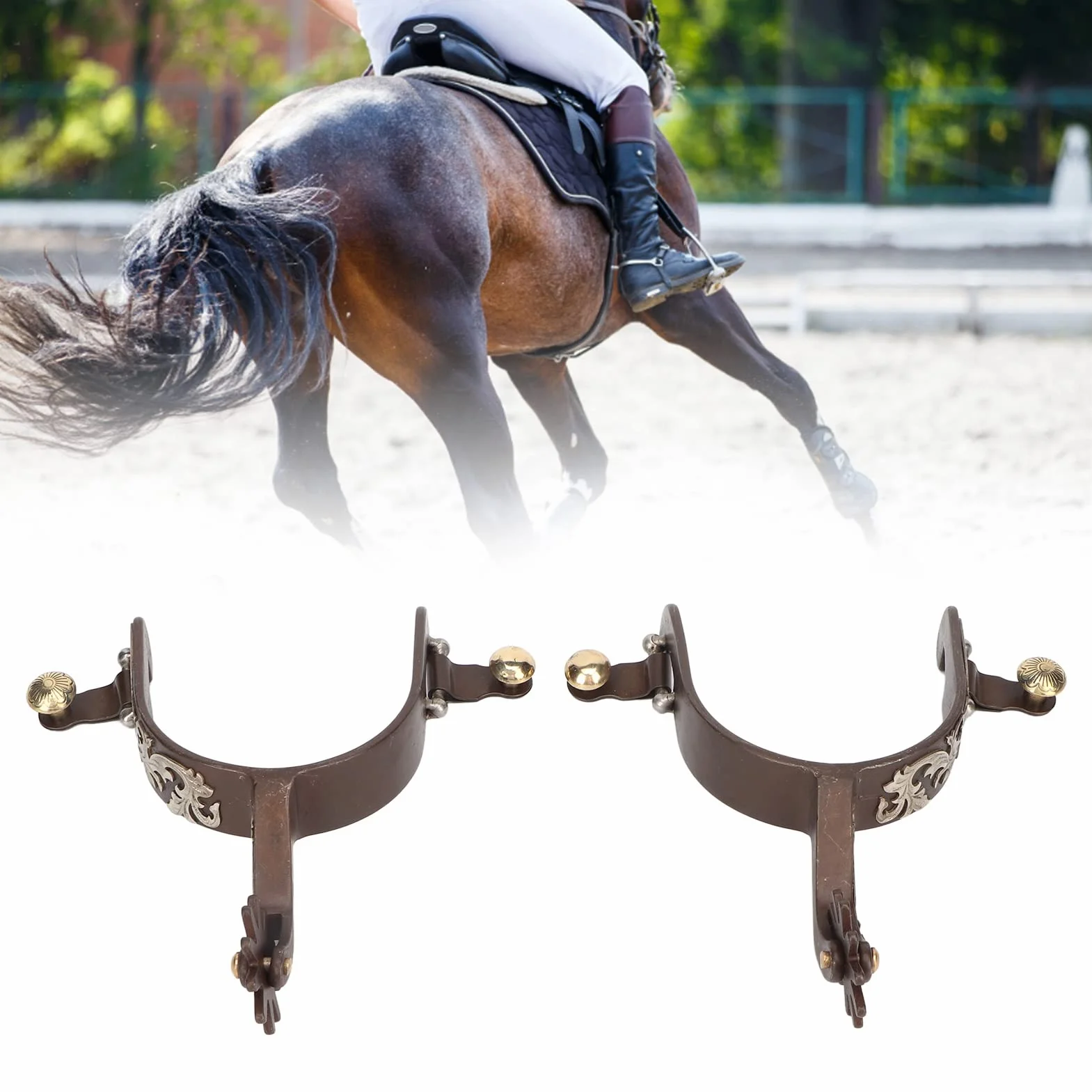 Speroni da Cavallo, Speroni da Stivale da Cavallo in Acciaio da 2 Pezzi Speroni da Cowboy Occidentali, Sperone da Cavallo in Bronzo Vintage per Addestramento di Cavalli Equestre