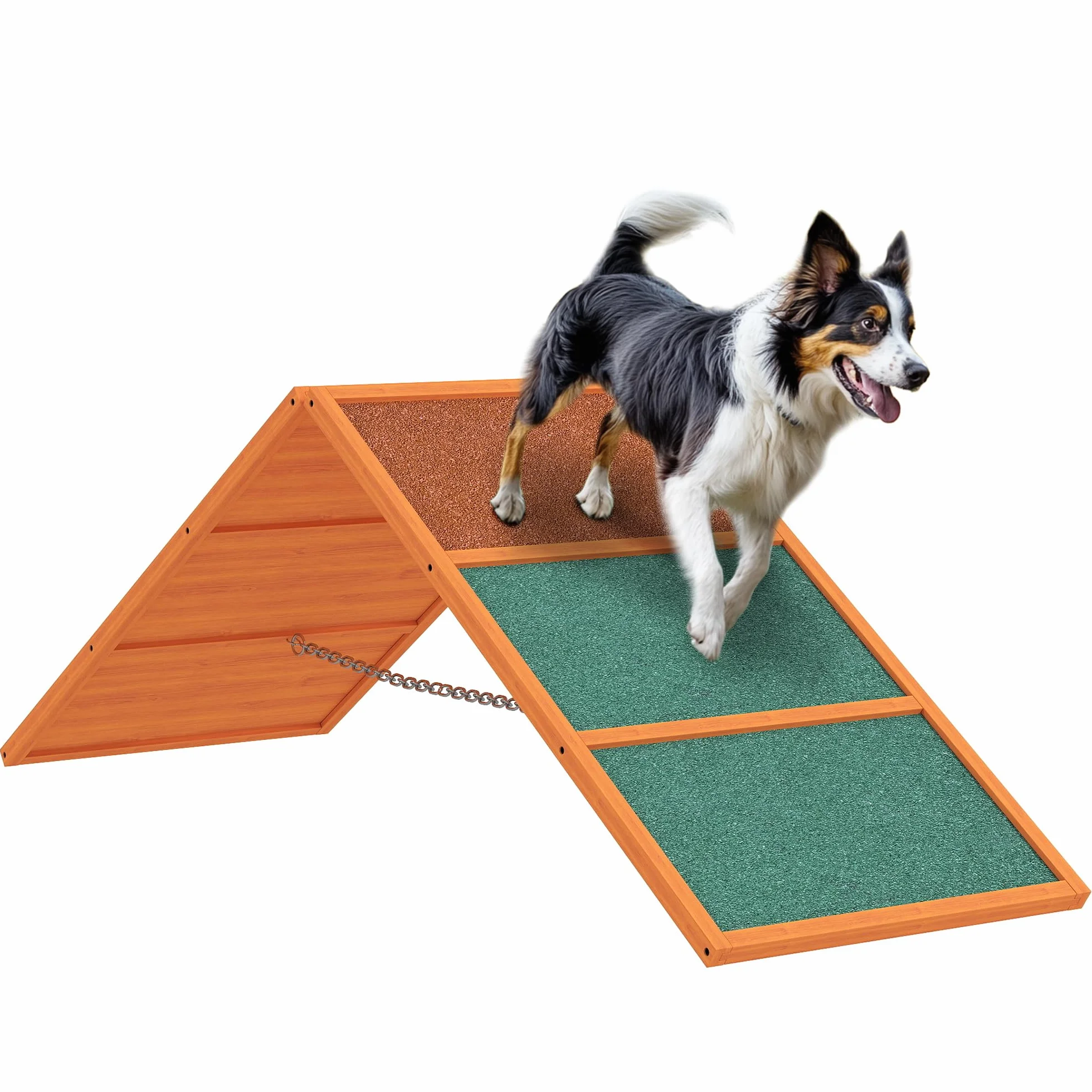 PawHut Ponte di agilità per Cani Pieghevole Antiscivolo Regolabile in Altezza 173 x 59 x 66 cm Arancione
