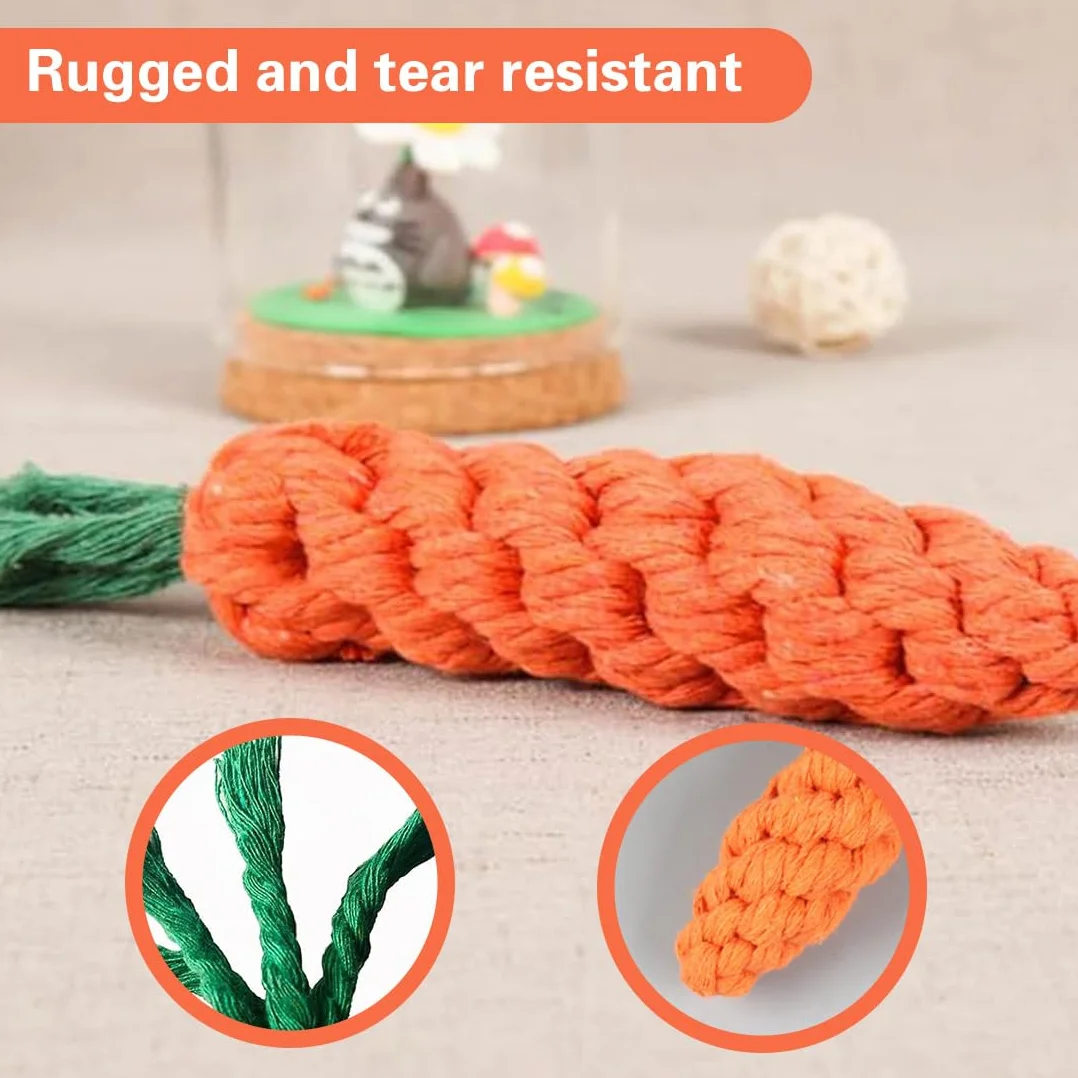 2 pezzi di corda giocattolo per cani, tiro alla fune interattivo cane treccia forma carota dentizione universale cani.