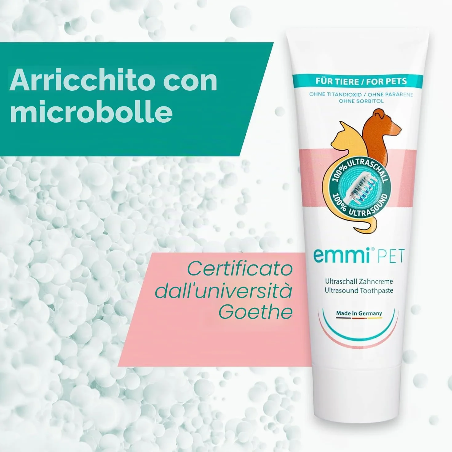 Emmi-pet Dentifricio per Cani 3x75ml Pasta Dentifricia Igiene Orale Completa Senza Fluoro