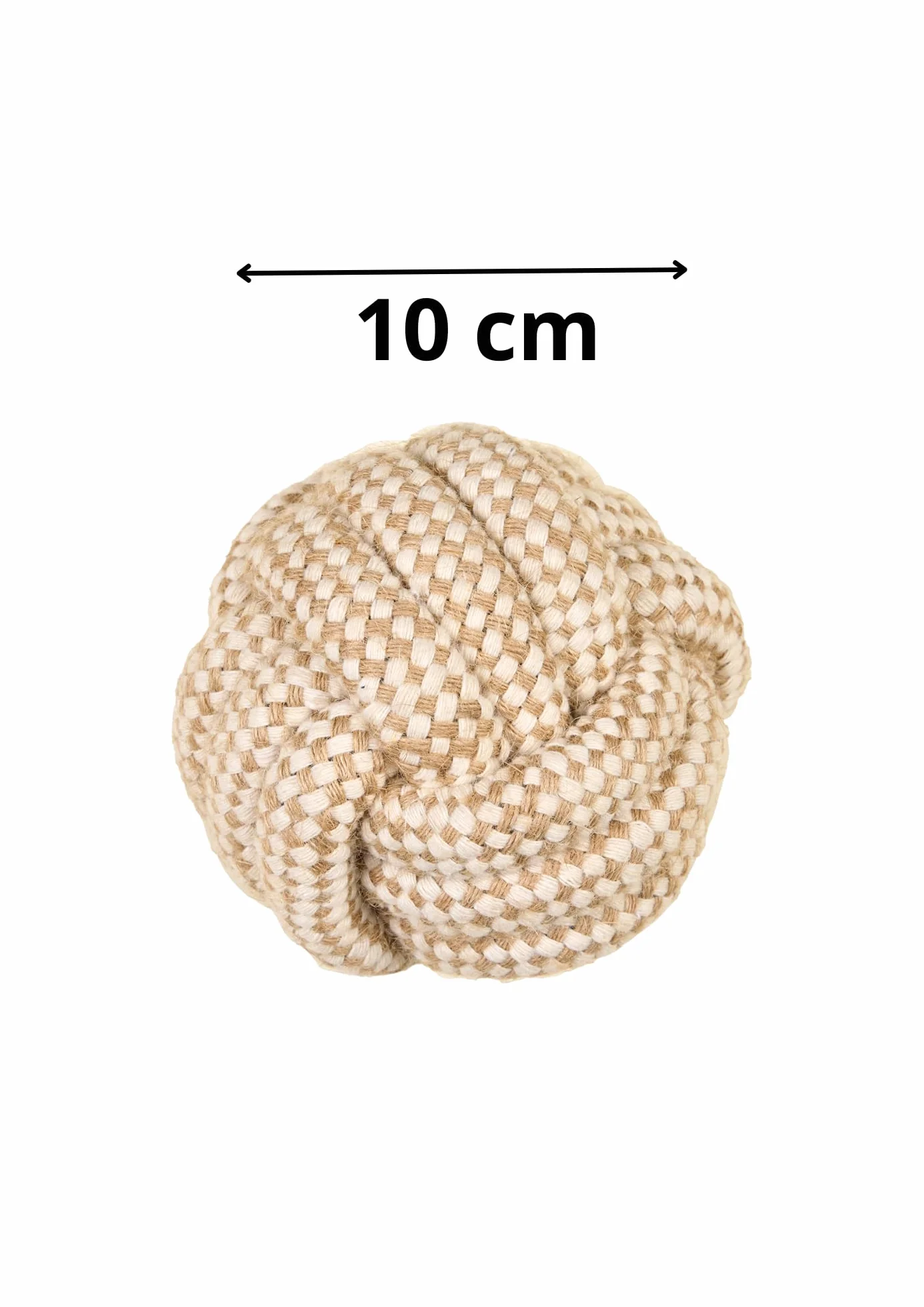 Giocattolo cane corda cotone canapa naturale da masterizzare giocattolo interattivo per cani cuccioli – palla 10 cm, beige