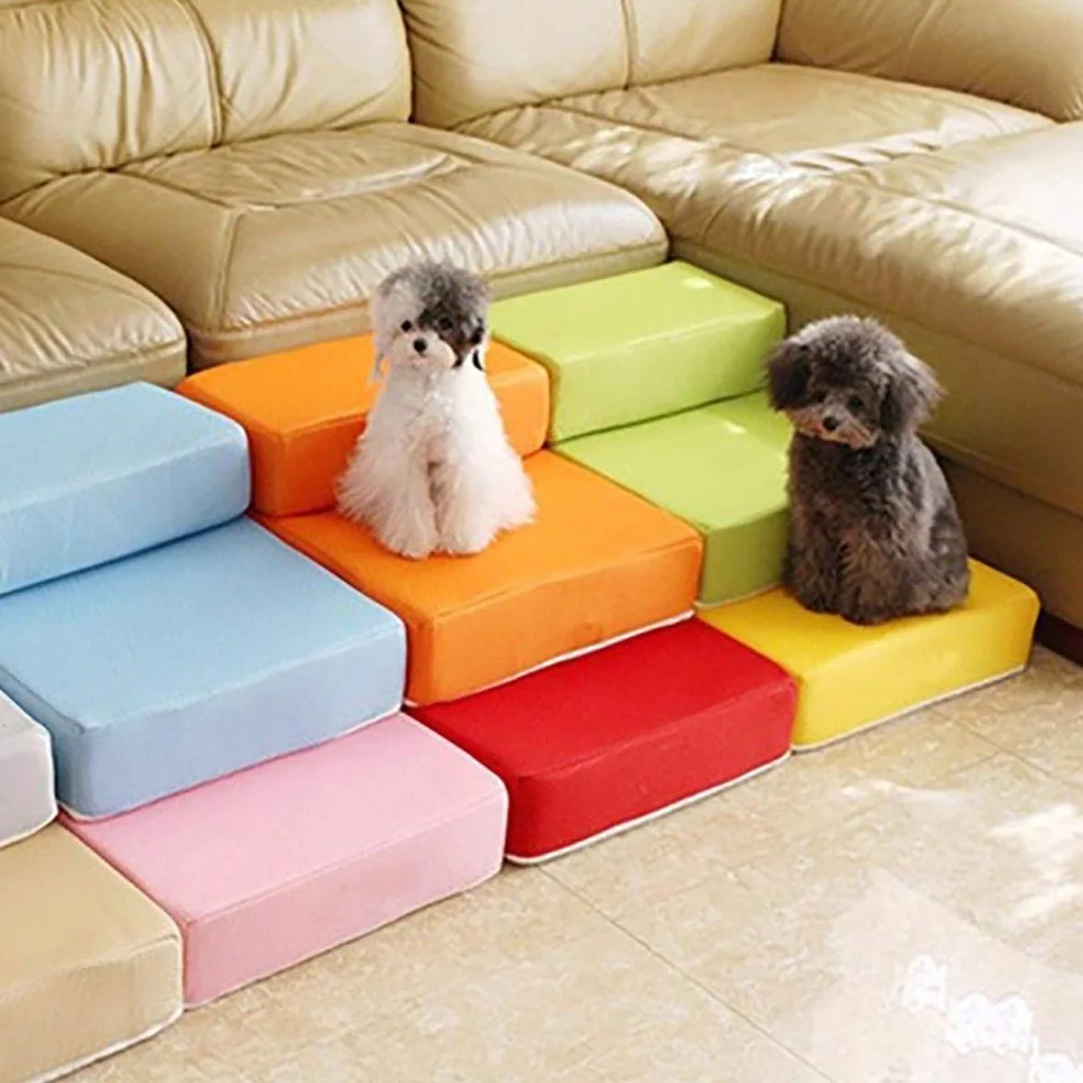 Scale Portatili per rampa per Cani da Compagnia Pieghevoli in Rete a 2 Fasi Comodo Cuscino per Lettino per Animali da Compagnia