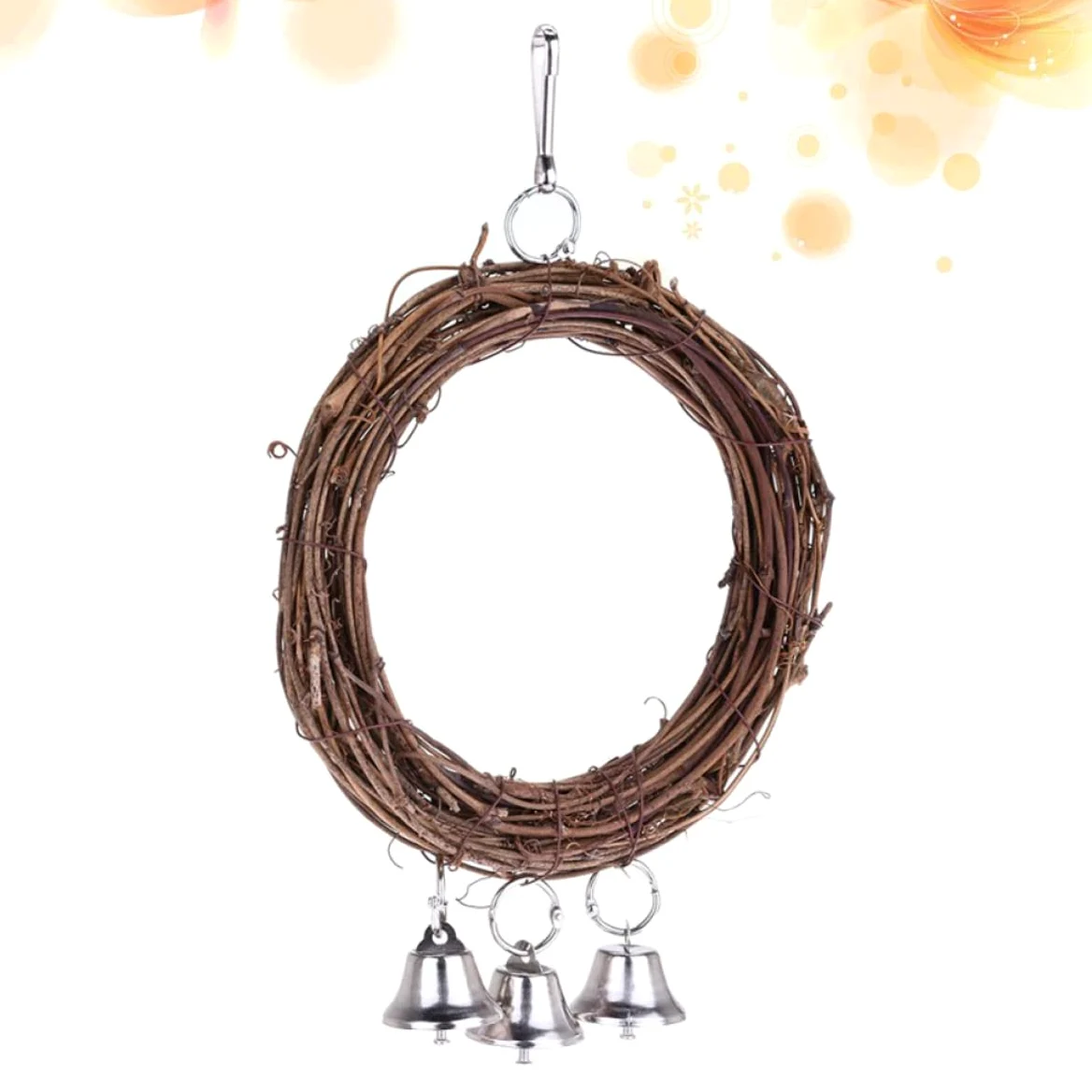 Angoily 2pezzi Altalena Per Uccelli Rattan Con Campanelli e Pervinca Legno Giocattolo Per Pappagalli e Parrocchetti Casuali