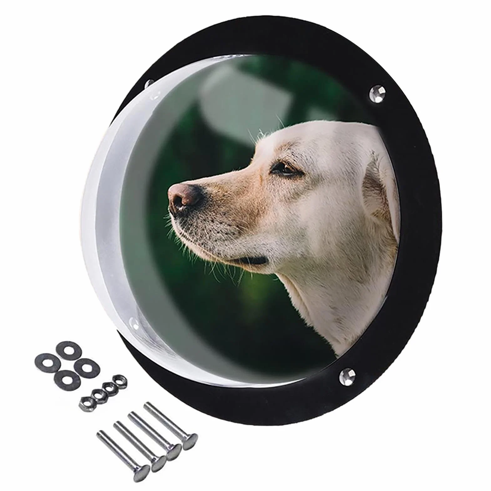Finestra per recinto per cani, in acrilico, a cupola, trasparente, facile da installare, rotonda, per bambini e animali domestici, cuccia per cani, 33 x 33 x 16 cm