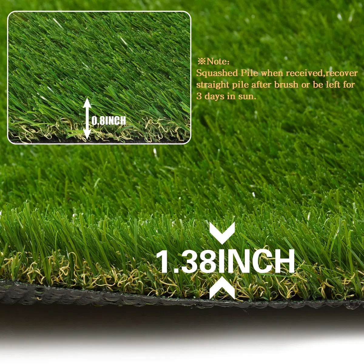 Heyroll Tappeto erboso artificiale in erba artificiale, 30,5 x 1,38 cm, spessore con supporto in gomma, per animali domestici, cani, giardino, prato, paesaggio, interni ed esterni