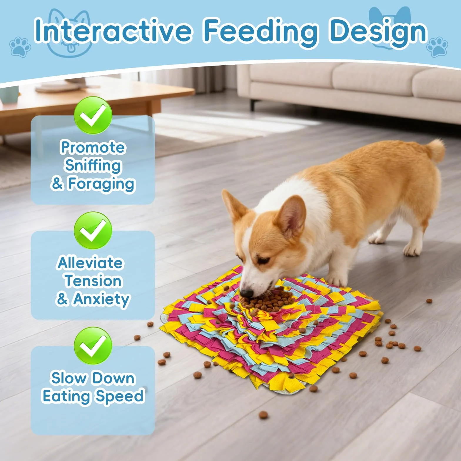 Tappeto Olfattivo Cane, 35 cm Foraggiamento Tappeto per Cani, Giochi per Cani, Lavabile Antiscivolo Tappetino Puzzle per l'allenamento Olfattivo Lo Slow Food e Il Sollievo dallo Stress
