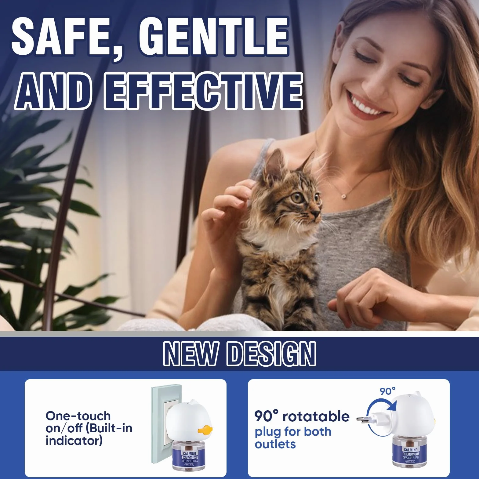 Feromoni Gatto Calmante 3 IN 1 Per Gatti Diffusore Di Kit Felini Rilassanti E Tranquillante Irrequieti Tranquillanti Antistress Repellente Gocce Calmanti Insapore（1 Tappo + 2 Ricariche Da 48ml）