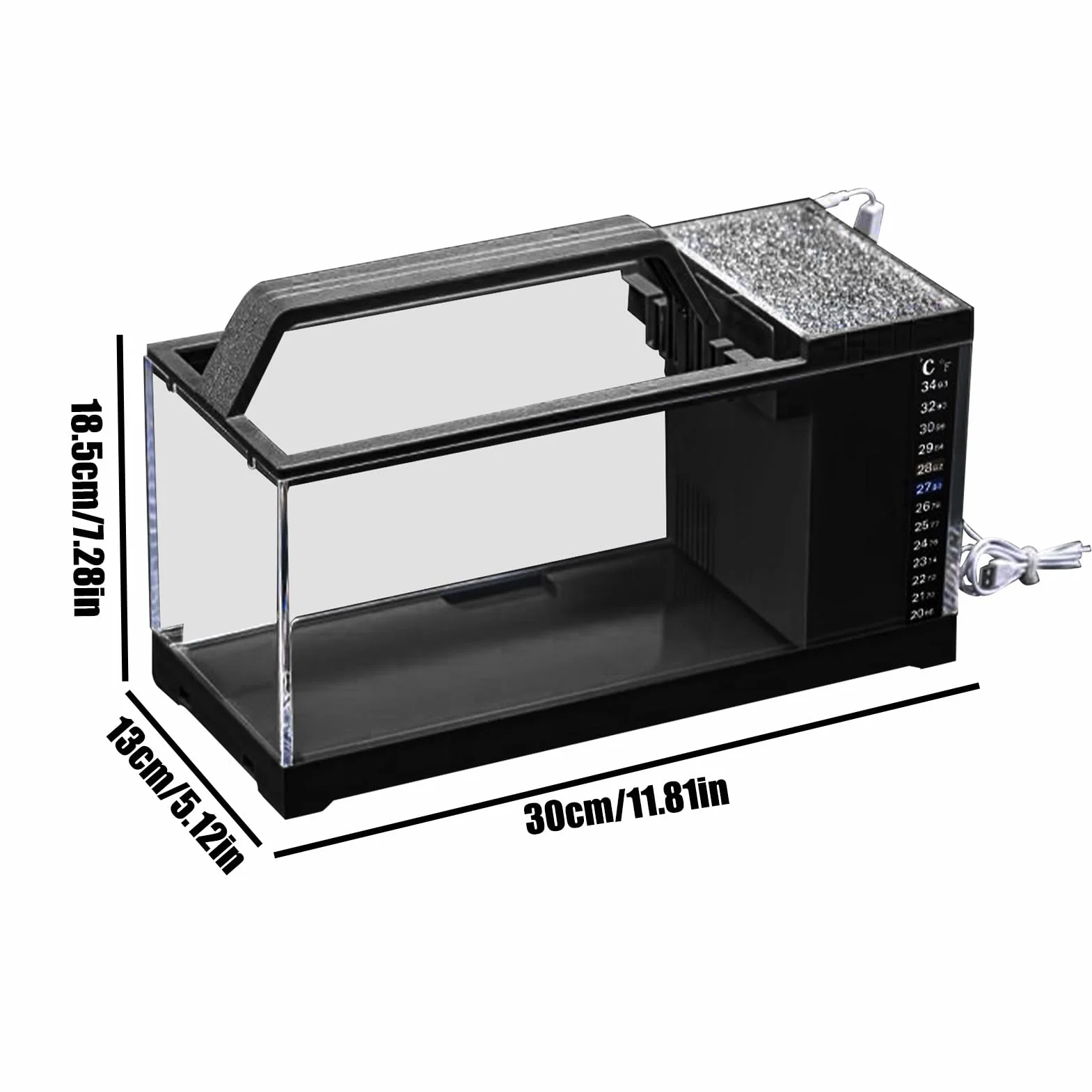 Kit Acquario Completo - Vasca Per Pesci Con Filtro Integrato E Luci LED | Intelligente Con Pompa Silenziosa E Monitoraggio Temperatura Ideale Per Betta, Guppy, Gamberetti E