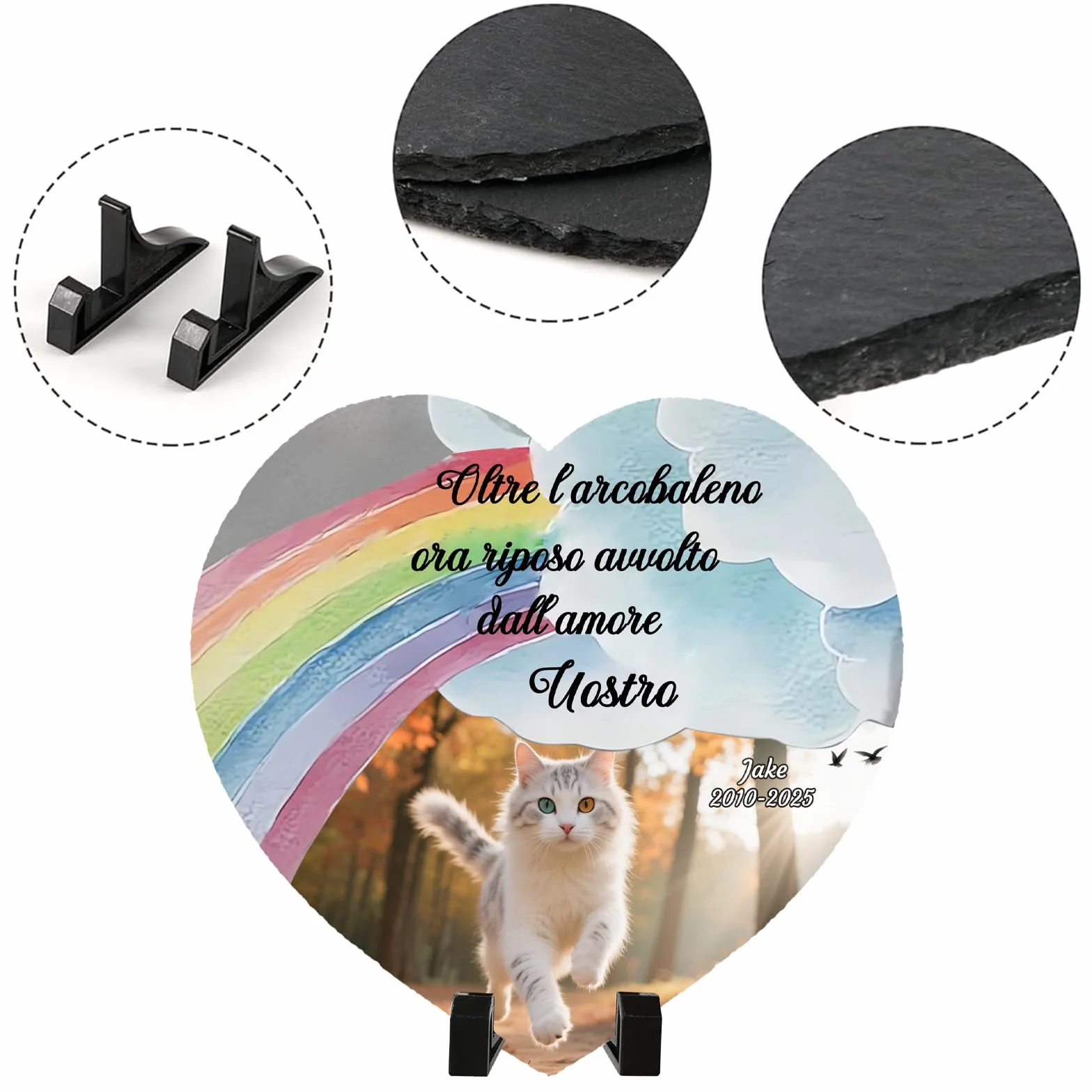 Targa Commemorativa per Gatti con Foto Pietra Tombale Personalizzata Regalo Condoglianze Perdita Animale Decorazione Giardino Style F