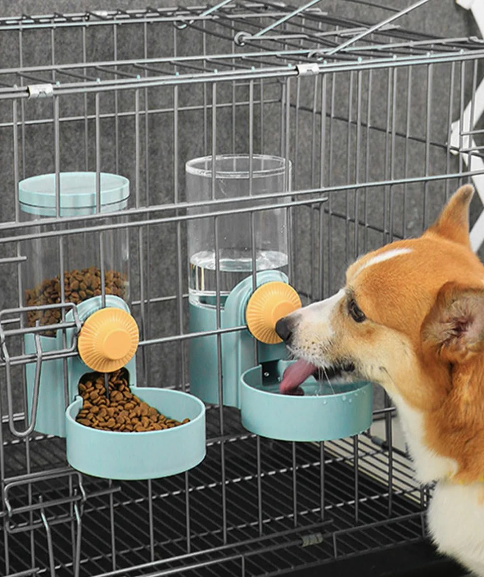 Set di dispenser per acqua per conigli, 1134 g, mangiatoia automatica da appendere, ciotola per acqua per furetti, coniglietti e porcellini d'India, adatto per piccoli animali, distanza tra la griglia