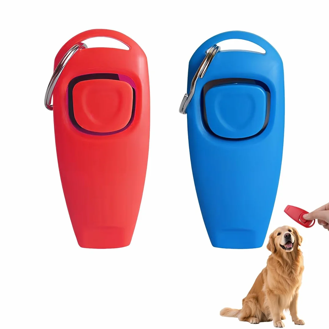 2 Pezzi Clicker Per Cani Clicker Addestramento Clicker Con Fischietto 2 In 1 Clicker Plastica Per Addestratori Animali Domestici Gatti Addestramento Richiamo Rosso Bl