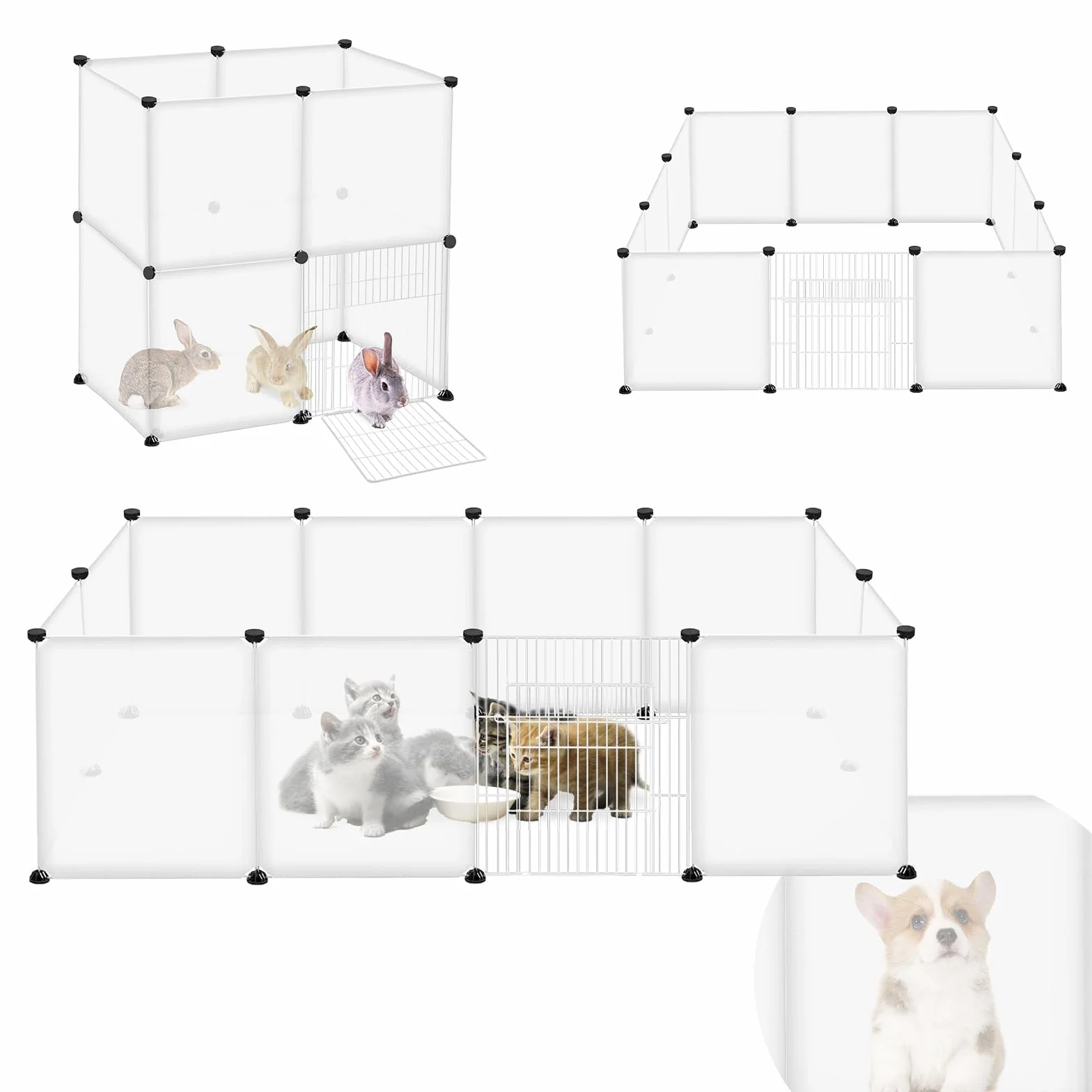 Recinzione per conigli in plastica 145x75x48 cm con porta