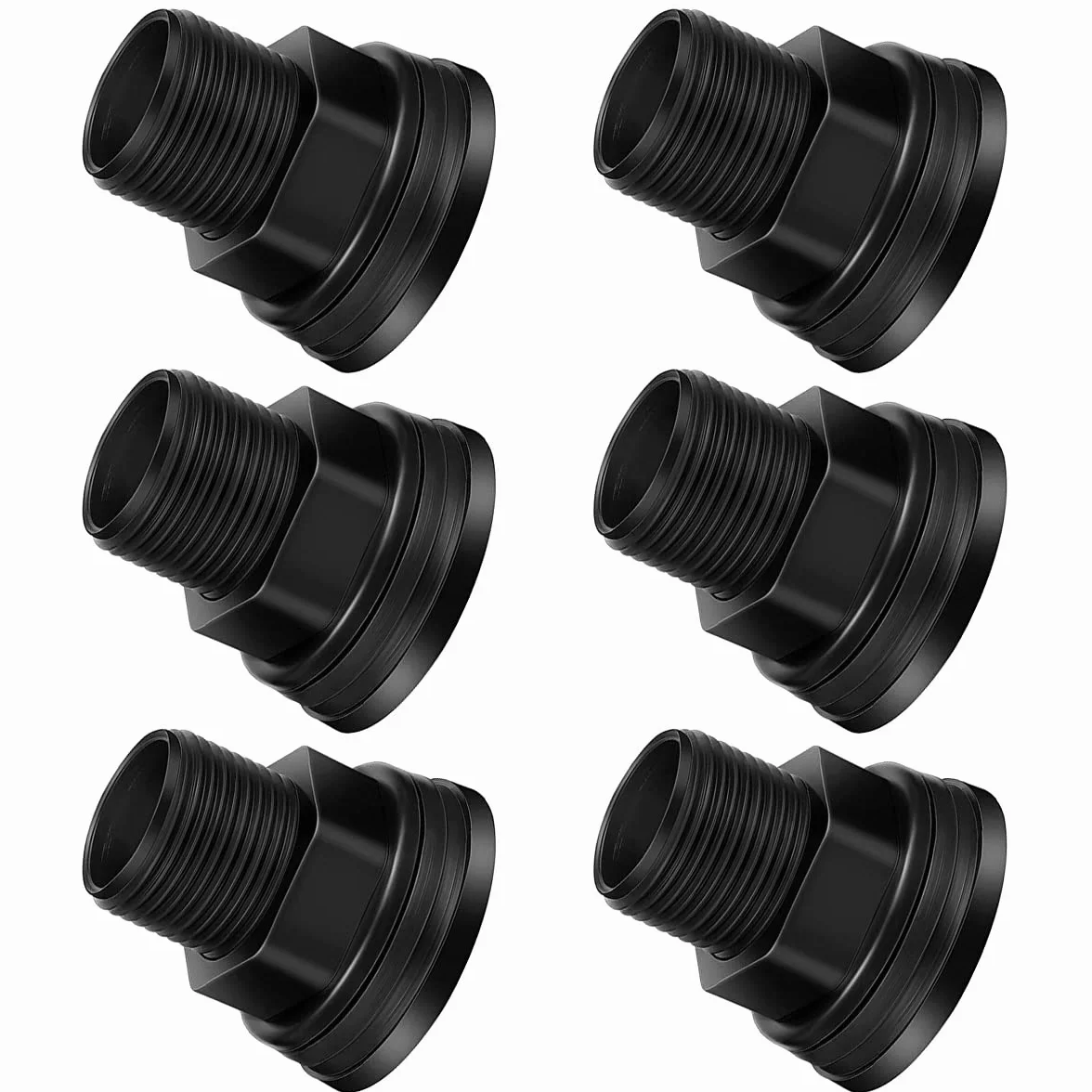 6PCS Raccordo per paratia in PVC Connettore per serbatoio dell'acqua a doppia filettatura per paratia 3/4 di pollice maschio 1/2 pollice femmina per botti di pioggia Acquari Serbatoi d'acqua Vasche