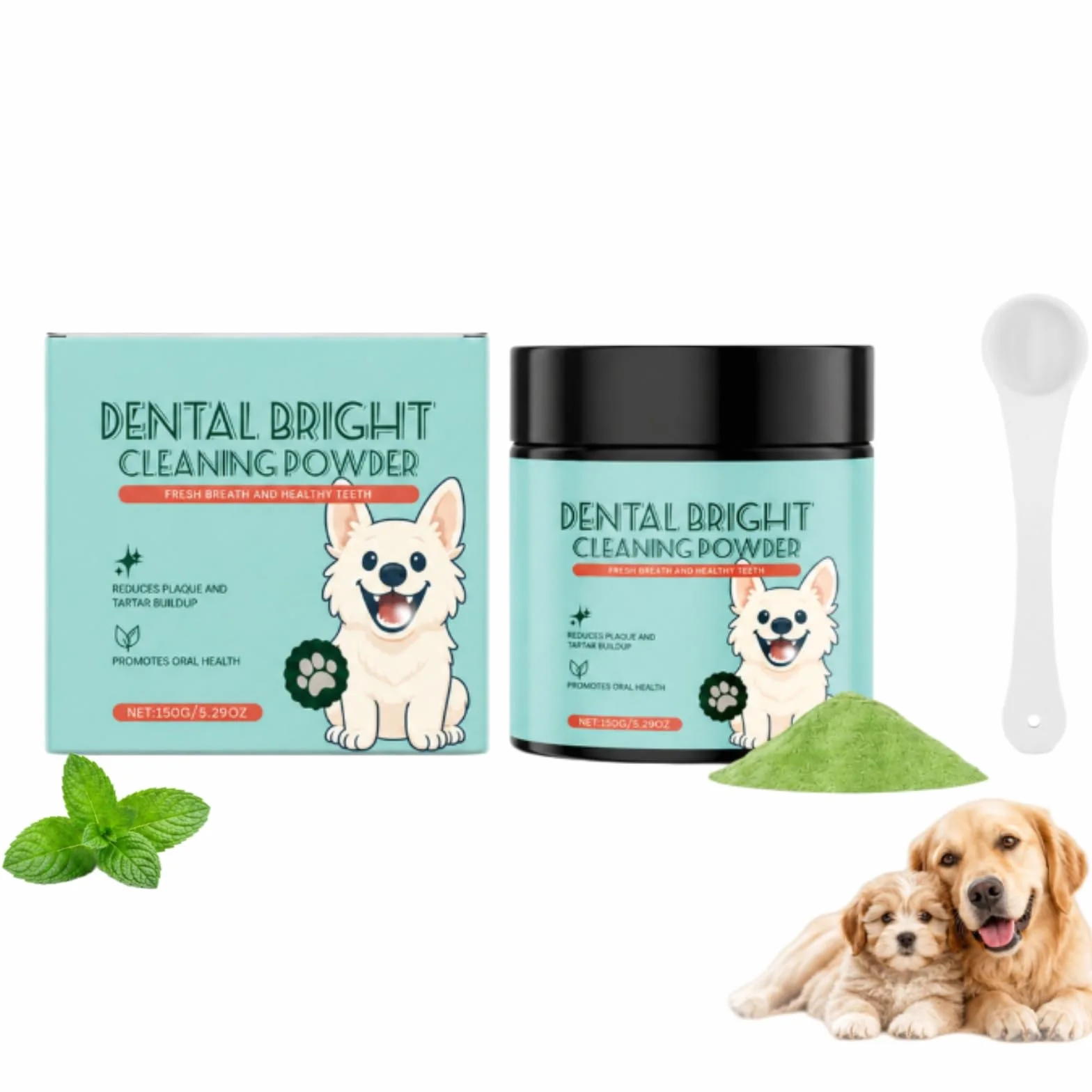 Dental Bright Polvere Cani Alito Fresco Pulizia Denti 1 Bottiglia